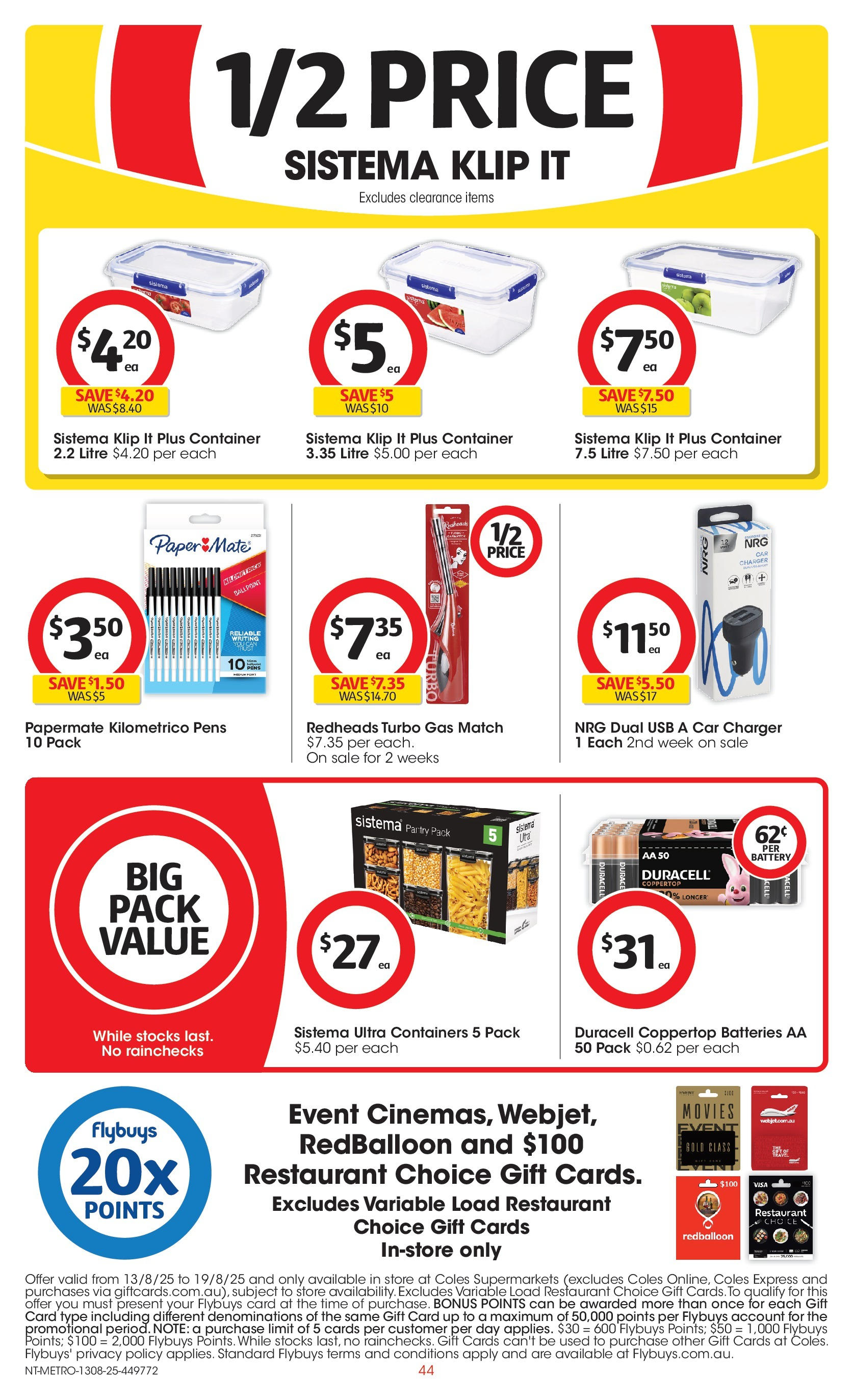 ﻿﻿Coles catalogue valid from 13/08/2025 > Online Australia | Page: 44 | Products: Battery, Charger, Batteries, Usb