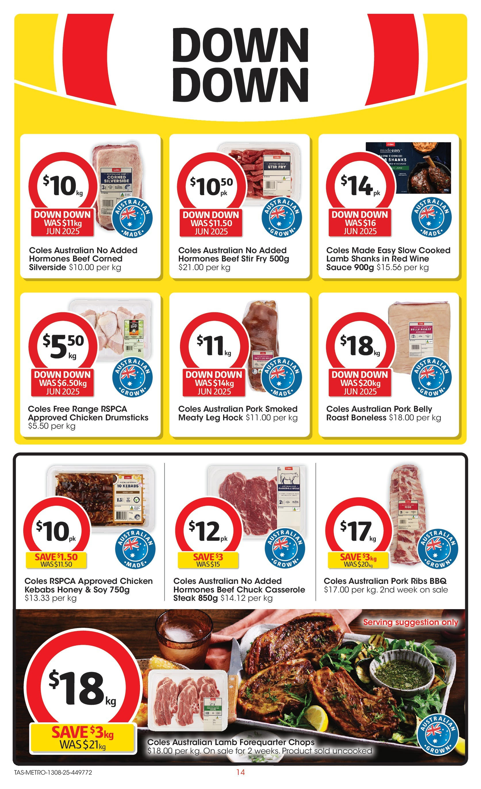 ﻿﻿Coles catalogue valid from 13/08/2025 > Online Australia | Page: 14 | Products: Honey, Pork, Lamb, Steak