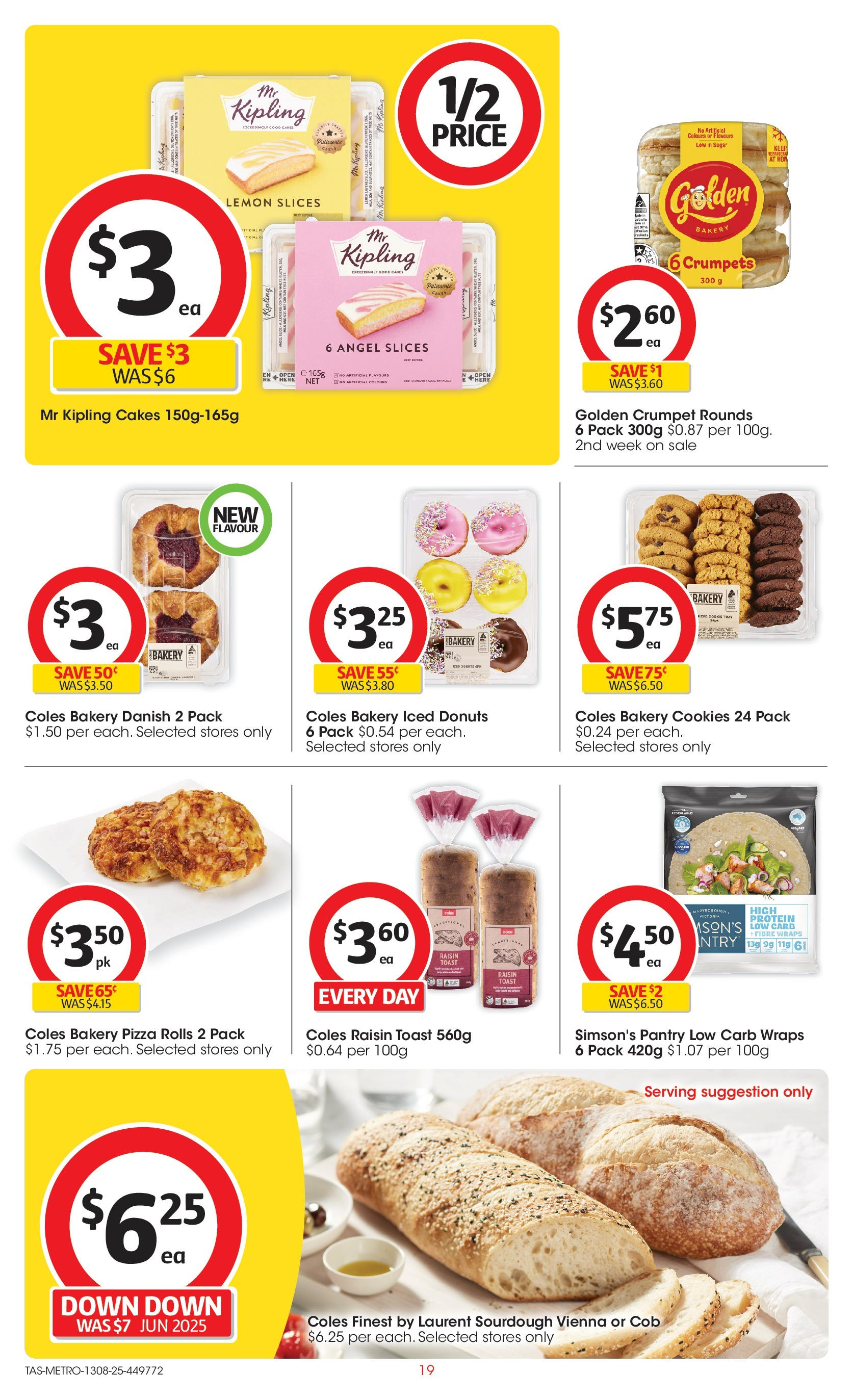 ﻿﻿Coles catalogue valid from 13/08/2025 > Online Australia | Page: 19 | Products: Crumpets, Pizza, Sugar, Lemon