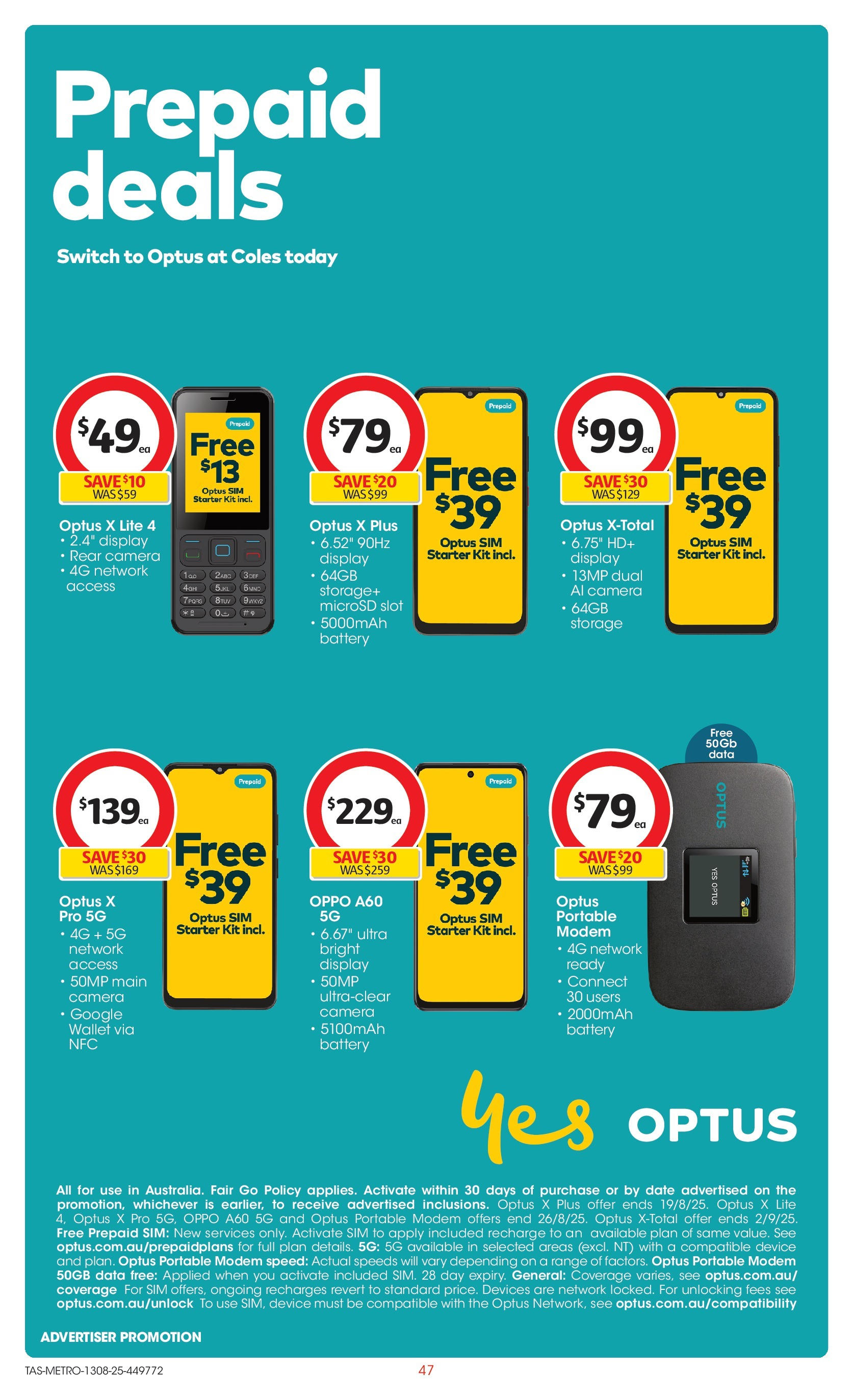 ﻿﻿Coles catalogue valid from 13/08/2025 > Online Australia | Page: 47 | Products: Wallet, Device, Camera, Modem