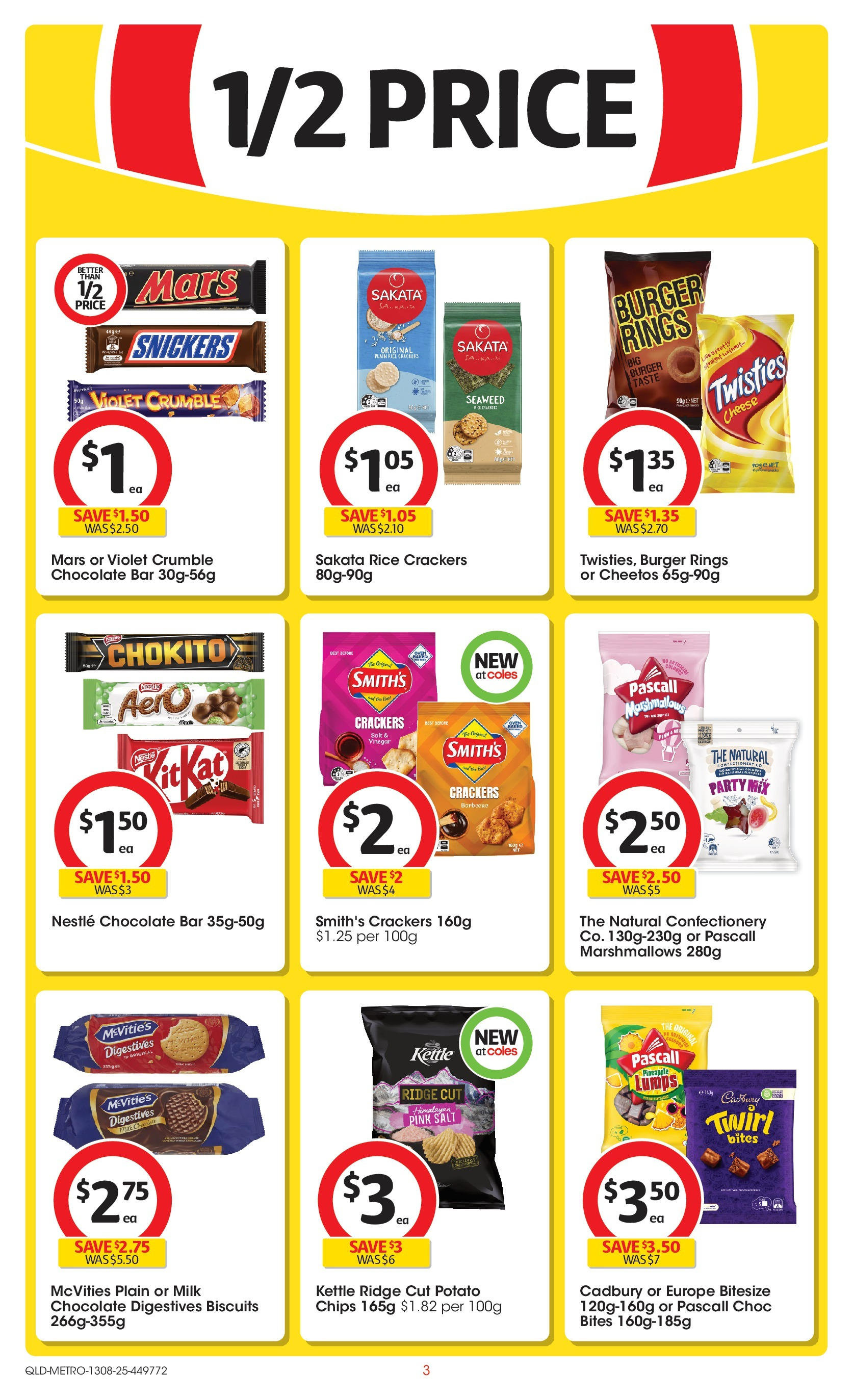﻿﻿Coles catalogue valid from 13/08/2025 > Online Australia | Page: 3 | Products: Crackers, Chips, Salt, Kettle