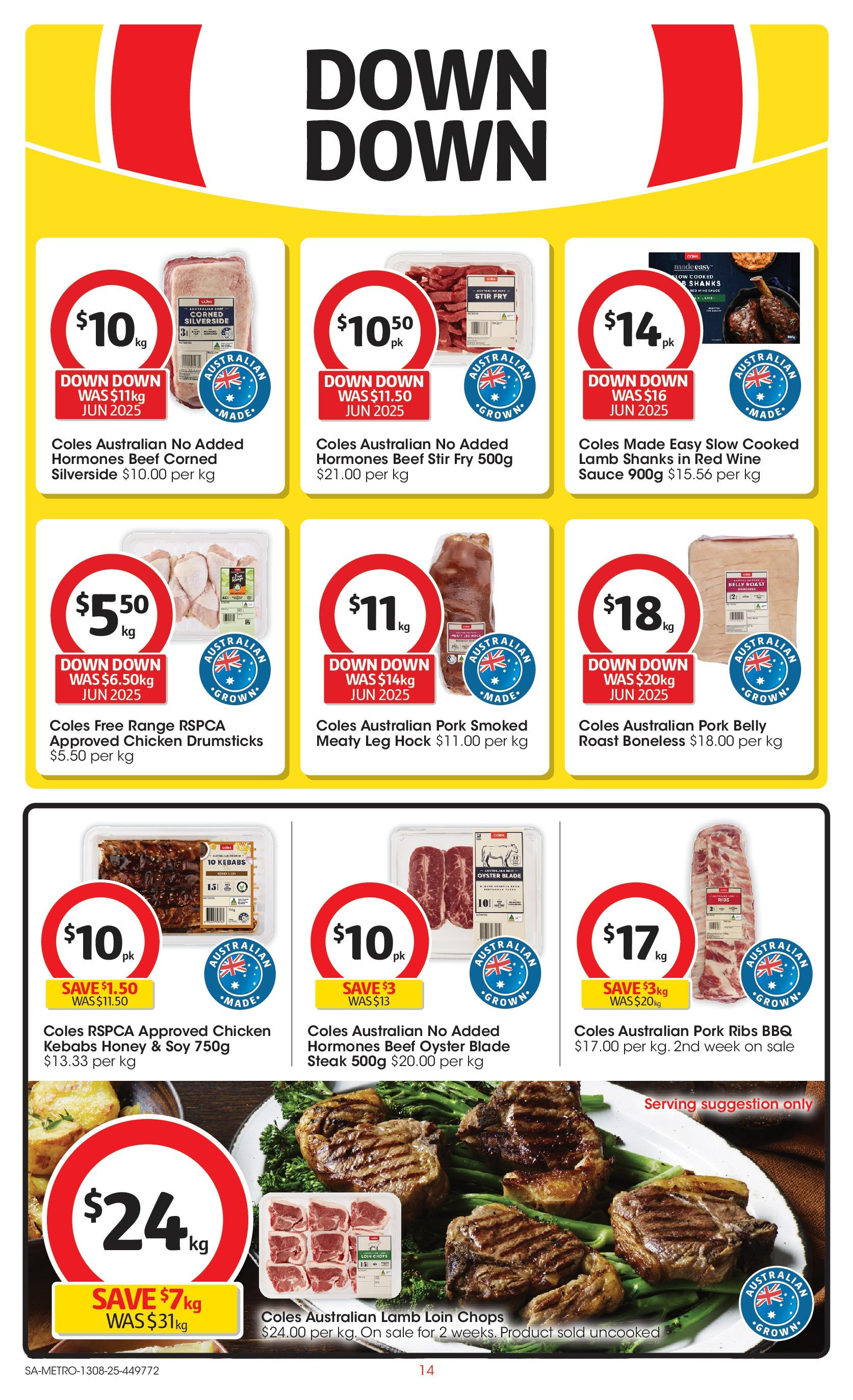﻿﻿Coles catalogue valid from 13/08/2025 > Online Australia | Page: 14 | Products: Honey, Chicken, Pork, Beef