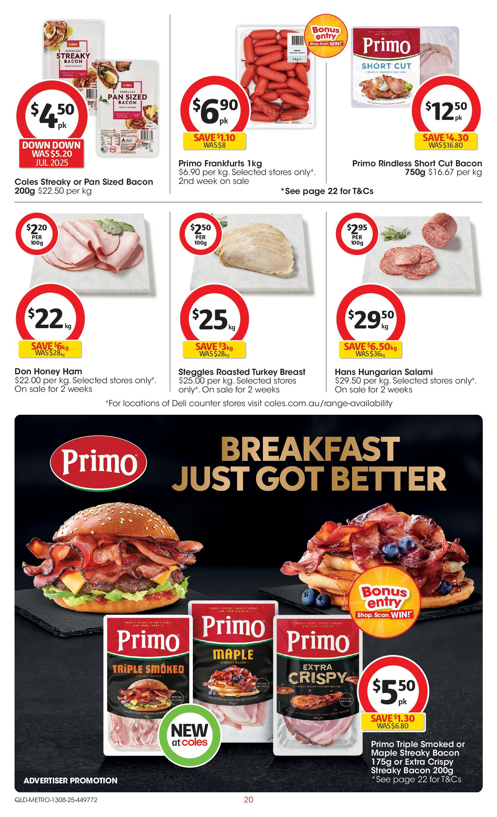﻿﻿Coles catalogue valid from 13/08/2025 > Online Australia | Page: 20 | Products: Bacon, Honey, Wood, Turkey