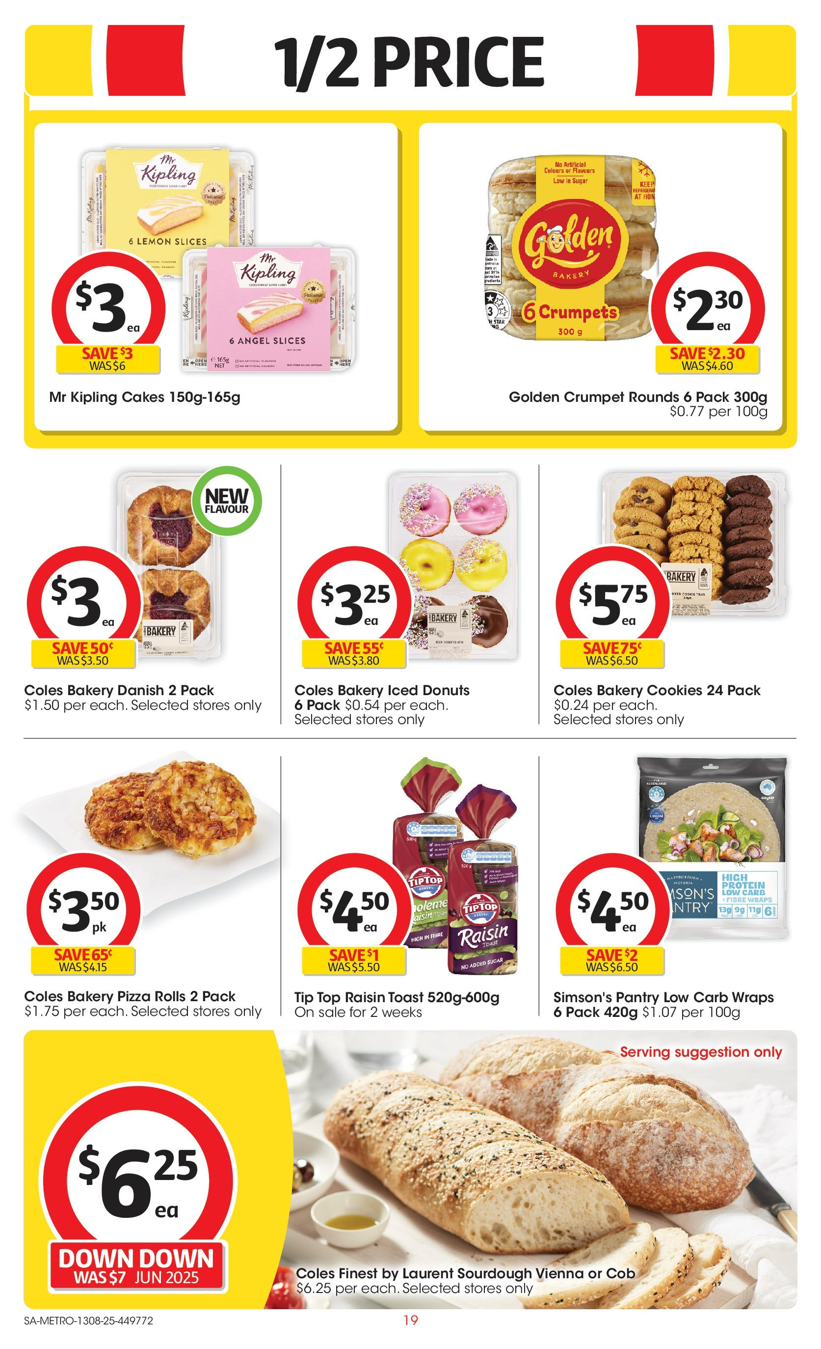 ﻿﻿Coles catalogue valid from 13/08/2025 > Online Australia | Page: 19 | Products: Donuts, Sugar, Lemon, Bakery