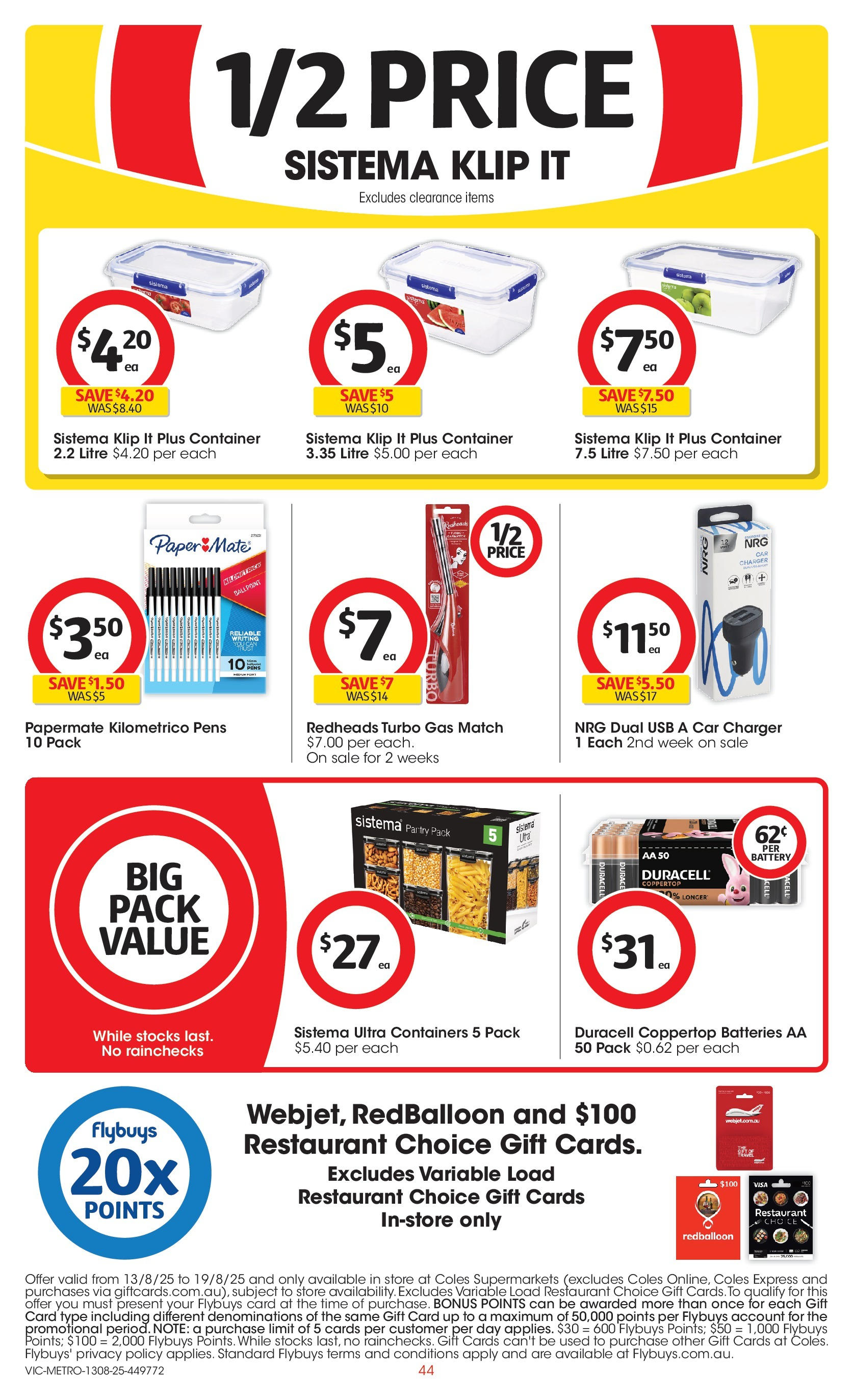 ﻿﻿Coles catalogue valid from 13/08/2025 > Online Australia | Page: 44 | Products: Battery, Charger, Batteries, Usb
