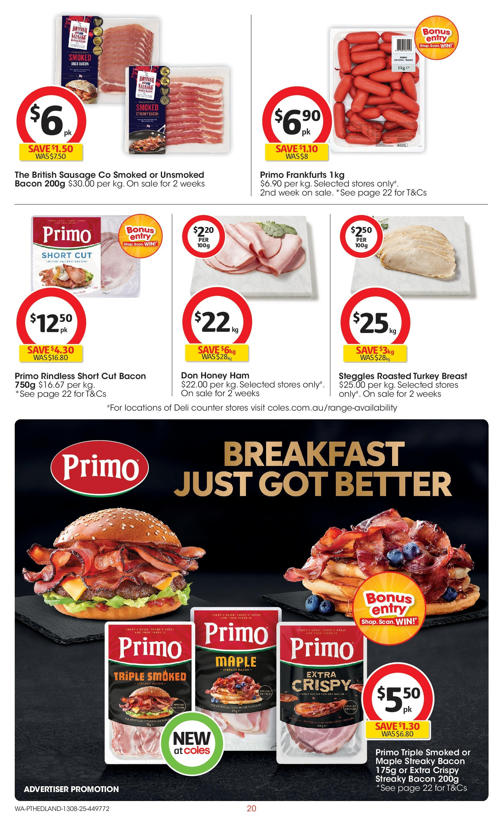 ﻿﻿Coles catalogue valid from 13/08/2025 > Online Australia | Page: 20 | Products: Bacon, Ham, Wood, Sausage
