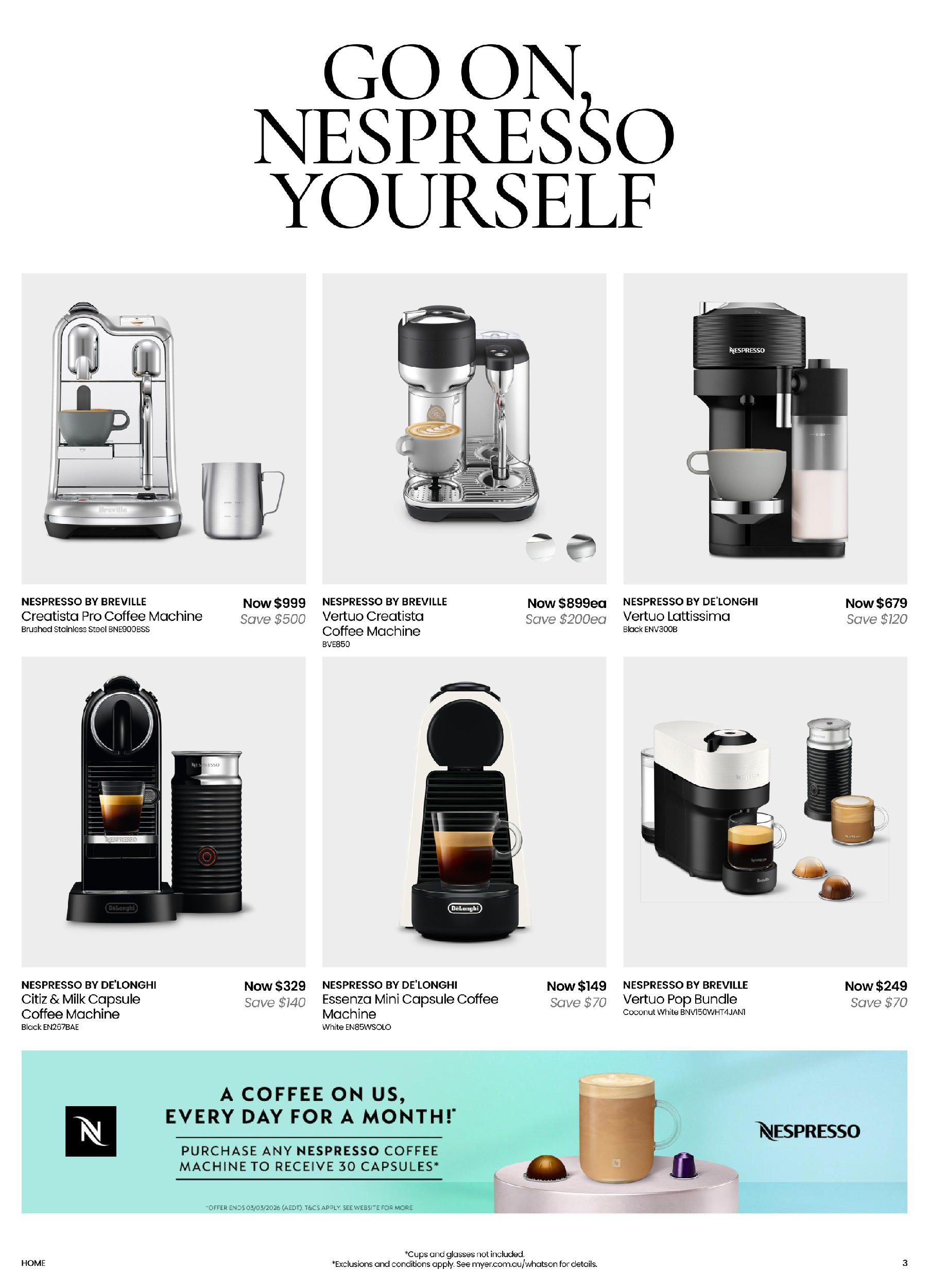 Myer Catalogue Make Space for Spring Kitchen & Dining Home Essentials - 11/08/2025 > weekly / monthly specials | Page: 3 | Products: Milk, Coffee, Glasses