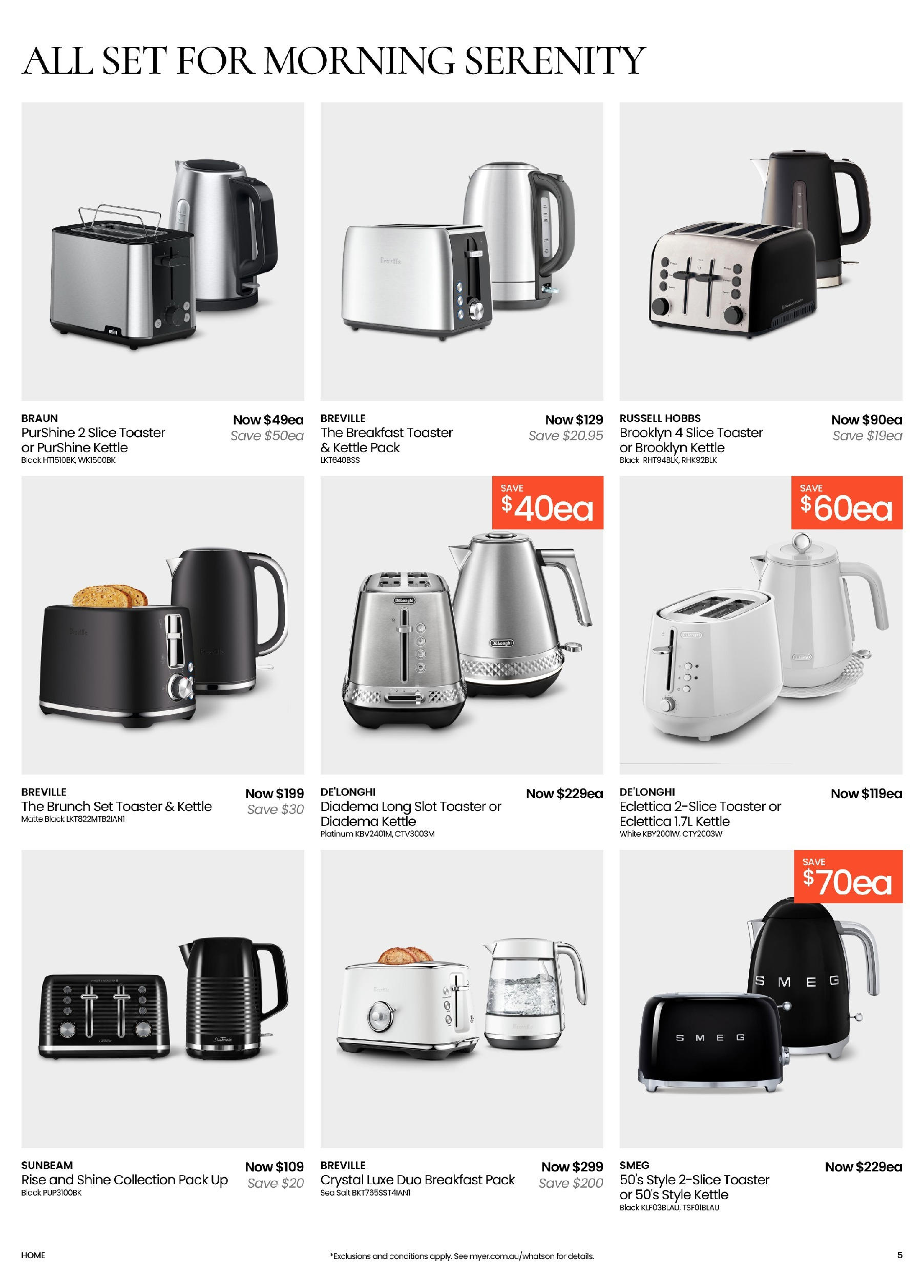 Myer Catalogue Make Space for Spring Kitchen & Dining Home Essentials - 11/08/2025 > weekly / monthly specials | Page: 5 | Products: Salt, Kettle, Toaster