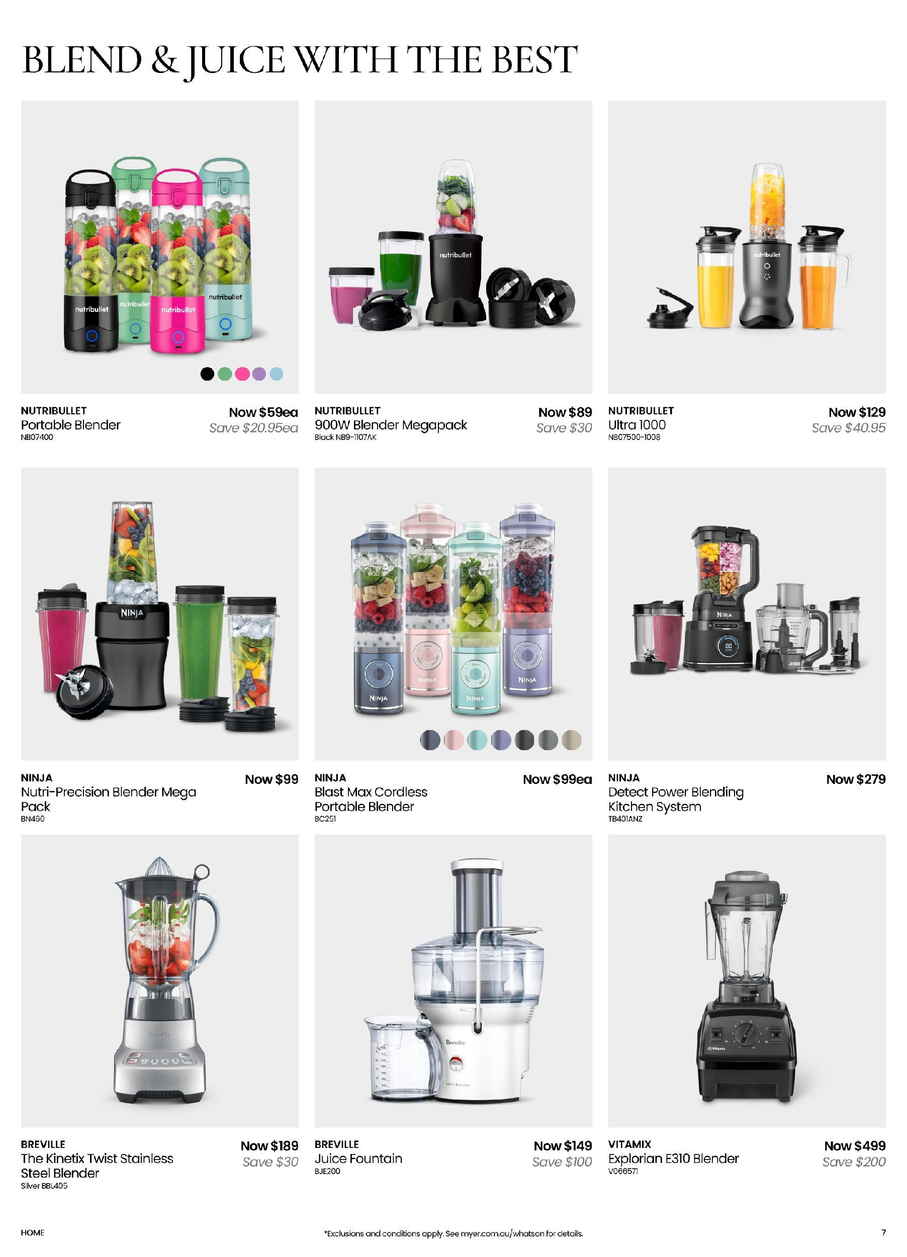 Myer Catalogue Make Space for Spring Kitchen & Dining Home Essentials - 11/08/2025 > weekly / monthly specials | Page: 7 | Products: Juice, Fountain, Blender, Portable