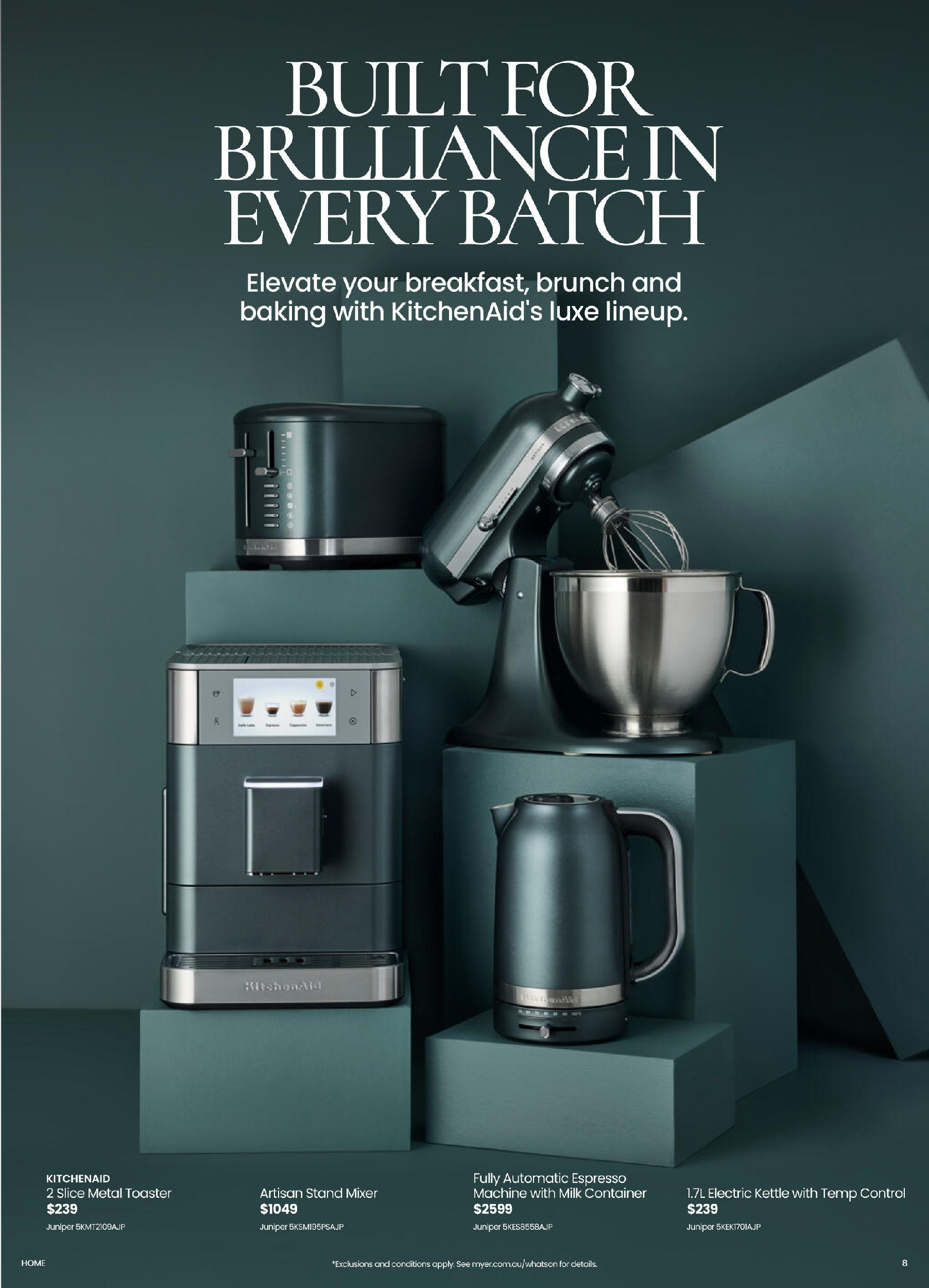 Myer Catalogue Make Space for Spring Kitchen & Dining Home Essentials - 11/08/2025 > weekly / monthly specials | Page: 8 | Products: Milk, Kettle, Mixer, Toaster
