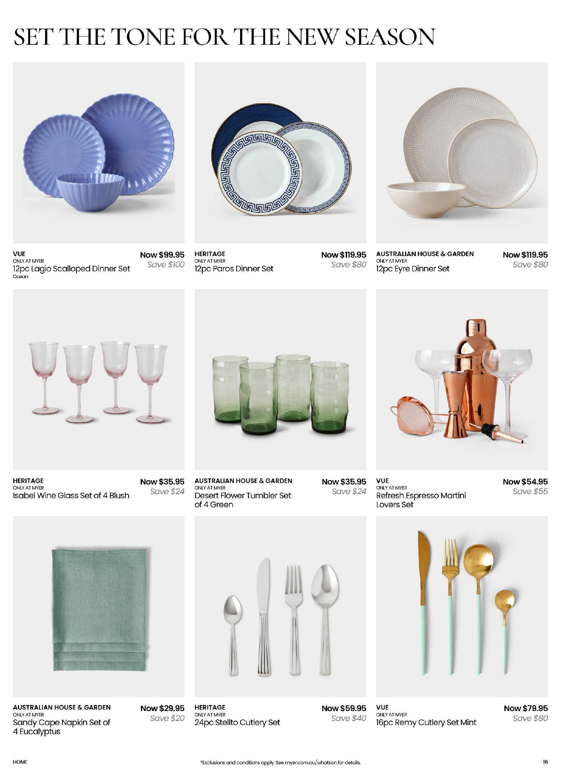 Myer Catalogue Make Space for Spring Kitchen & Dining Home Essentials - 11/08/2025 > weekly / monthly specials | Page: 16 | Products: Cutlery, Dinner set, Blush, Wine