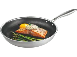 bratmaxx 16469 Bratpfanne mit Wabenstruktur (Edelstahl, passend f&uuml;r alle Herdarten, 24 cm)