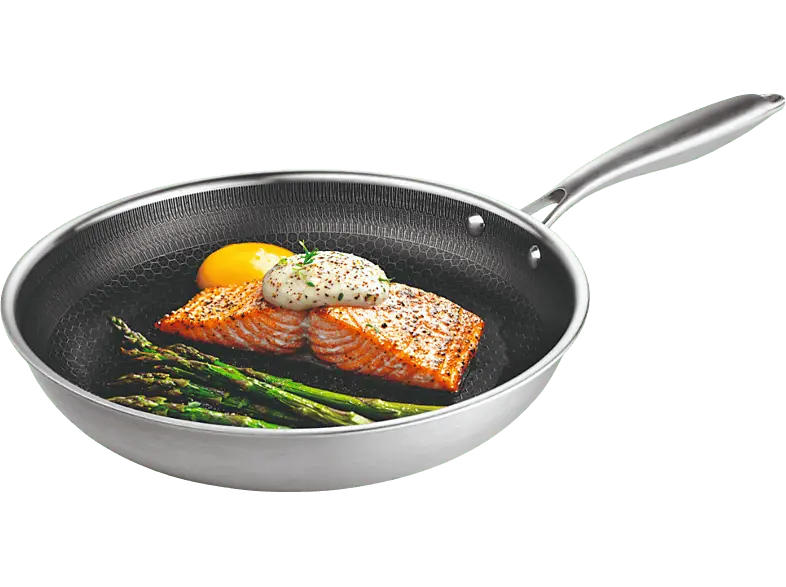 bratmaxx 16469 Bratpfanne mit Wabenstruktur (Edelstahl, passend für alle Herdarten, 24 cm)