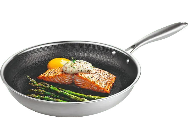 bratmaxx 16469 Bratpfanne mit Wabenstruktur (Edelstahl, passend f&uuml;r alle Herdarten, 24 cm)
