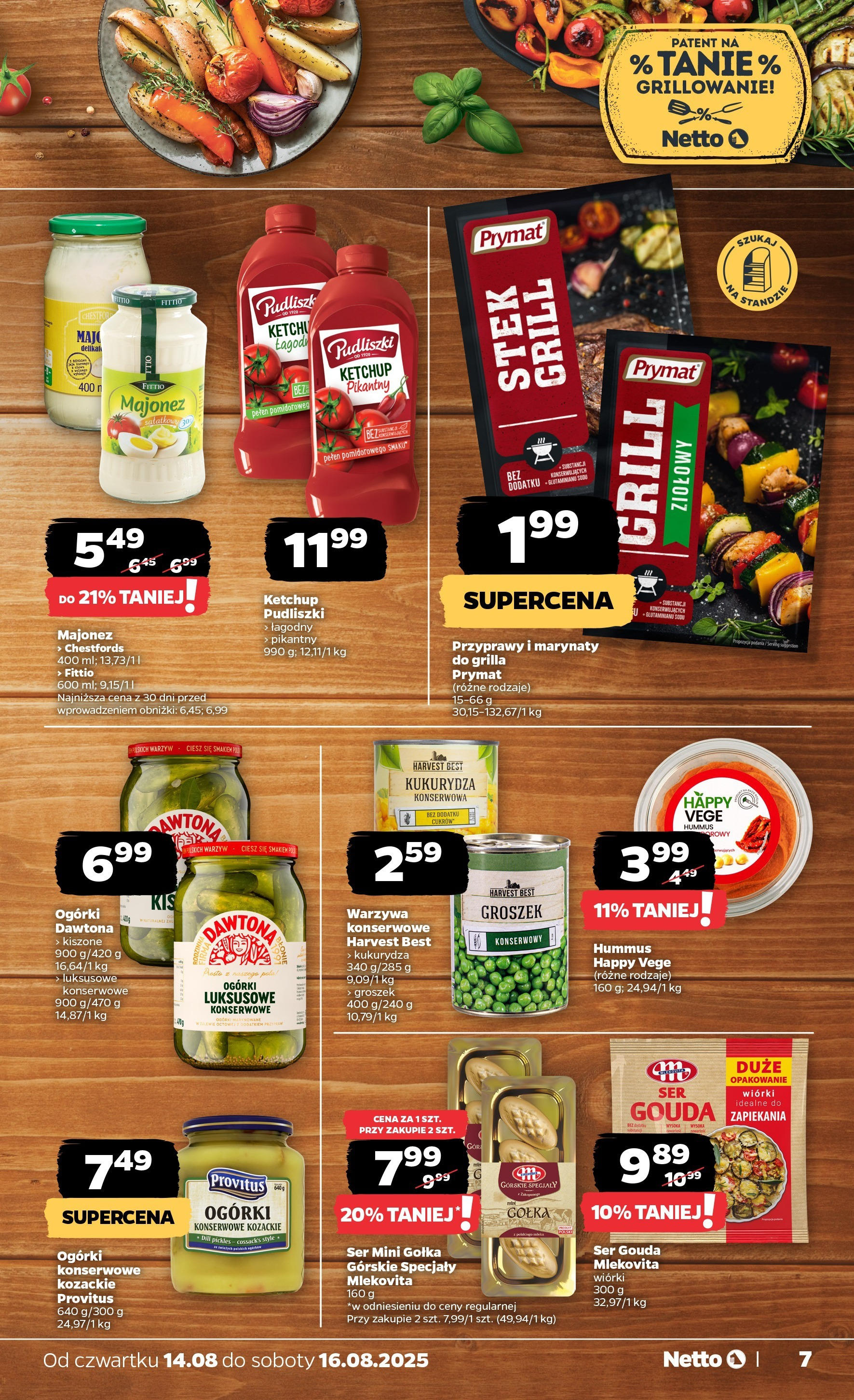 Netto gazetka od 14.08.2025 - Aktualne promocje | Strona: 7 | Produkty: Groszek, Hummus, Ogórki, Przyprawy