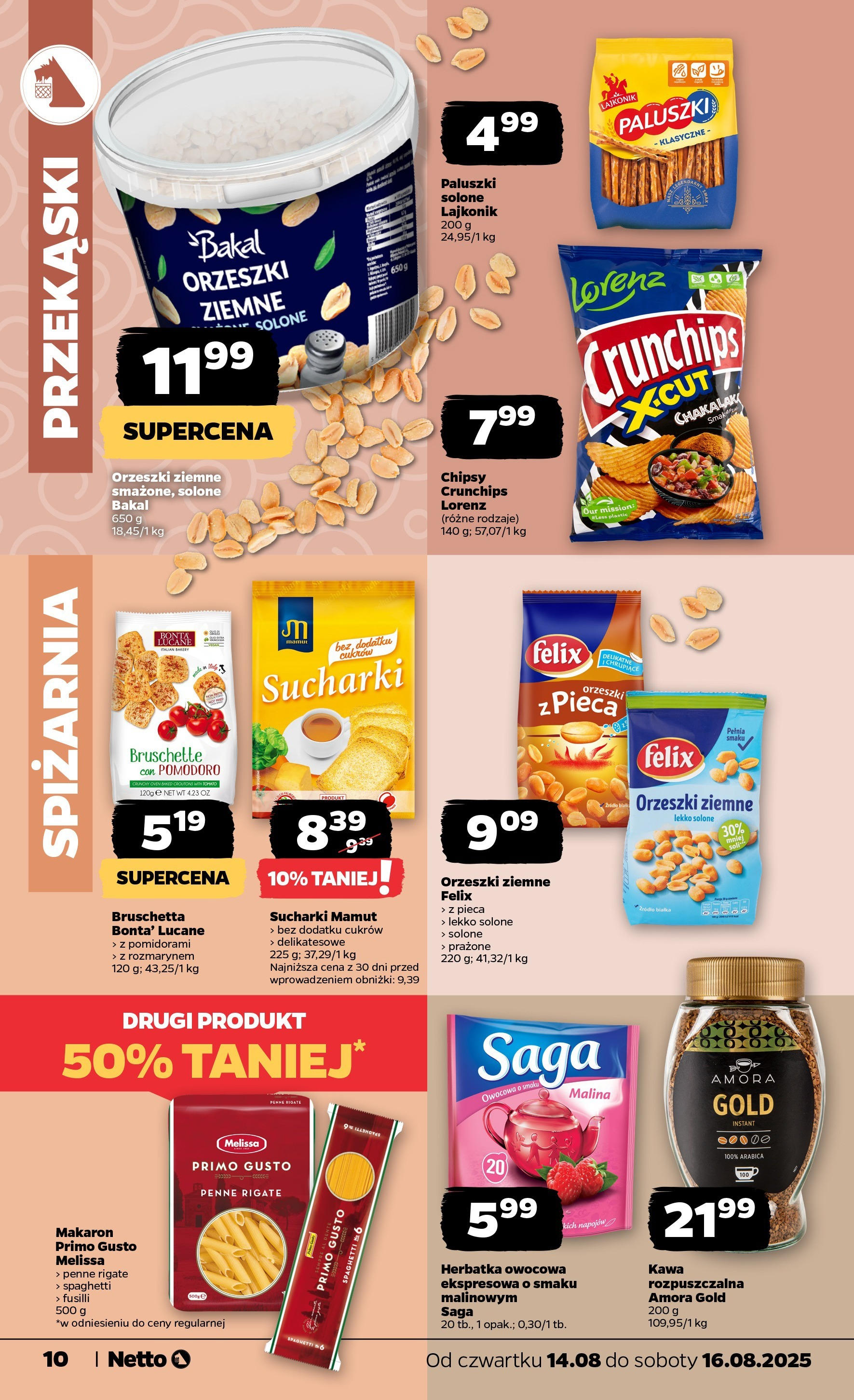 Netto gazetka od 14.08.2025 - Aktualne promocje | Strona: 10 | Produkty: Malina, Chipsy, Bruschetta, Kawa