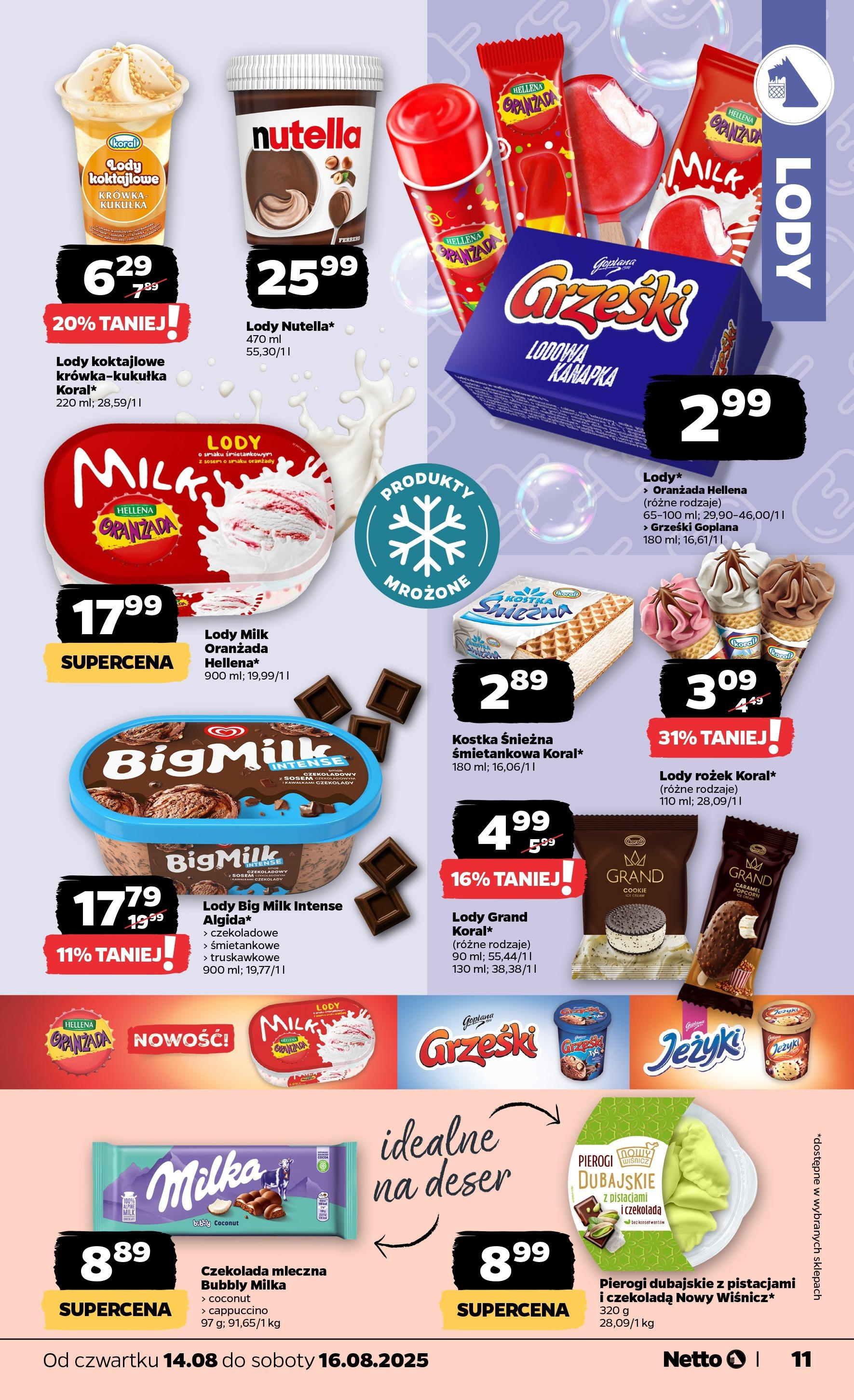 Netto gazetka od 14.08.2025 - Aktualne promocje | Strona: 11 | Produkty: Czekolada mleczna, Krowka, Oranżada hellena, Big Milk