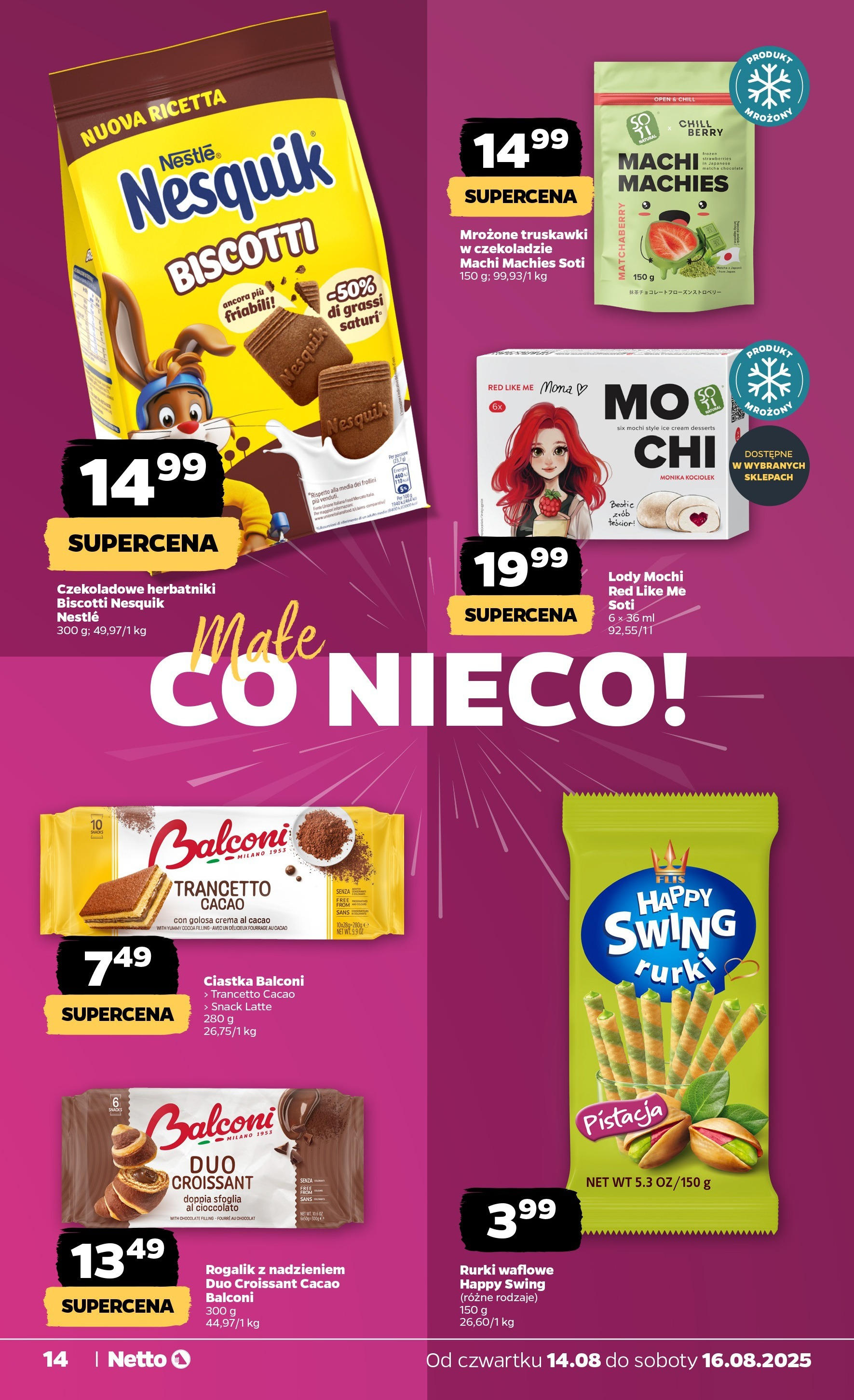 Netto gazetka od 14.08.2025 - Aktualne promocje | Strona: 14 | Produkty: Herbatniki, Truskawki, Ciastka, Rurki waflowe