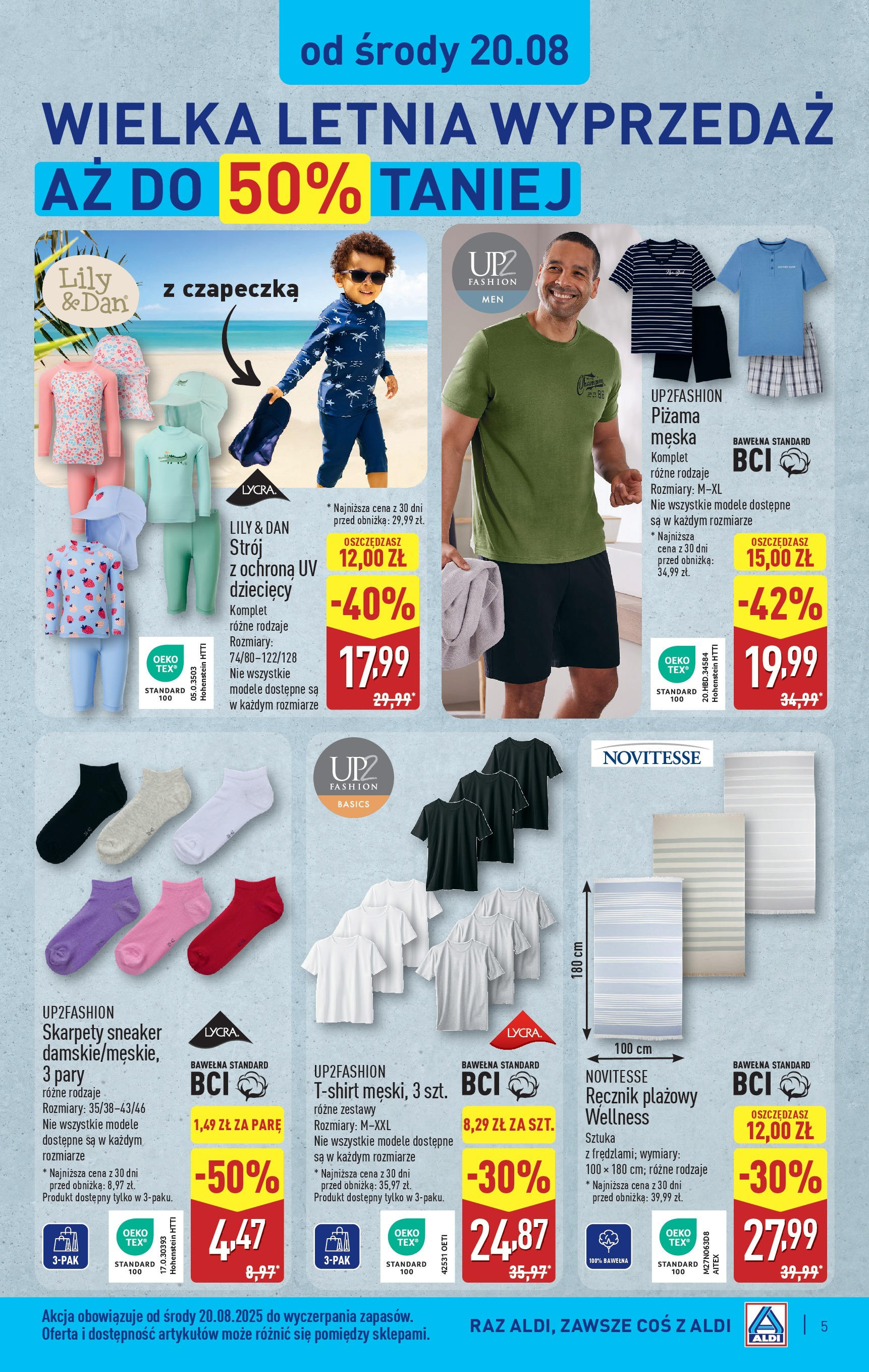 Aldi Gazetka - Hity od Środy i od Soboty od 20.08.2025 - Ulotka PDF, promocje | Strona: 5 | Produkty: Skarpety, Piżama