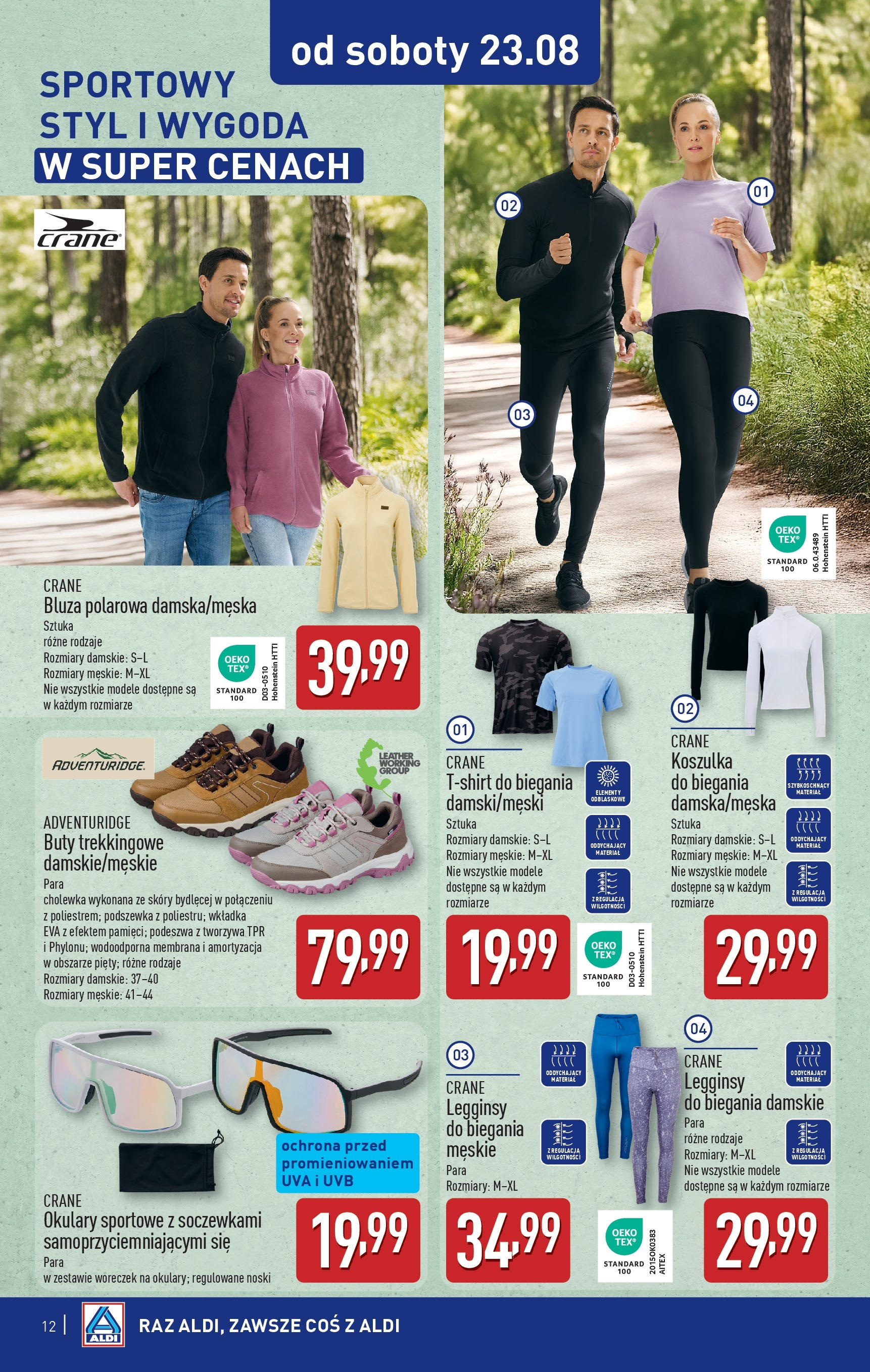 Aldi Gazetka - Hity od Środy i od Soboty od 20.08.2025 - Ulotka PDF, promocje | Strona: 12 | Produkty: Legginsy, Buty, Okulary, Buty trekkingowe