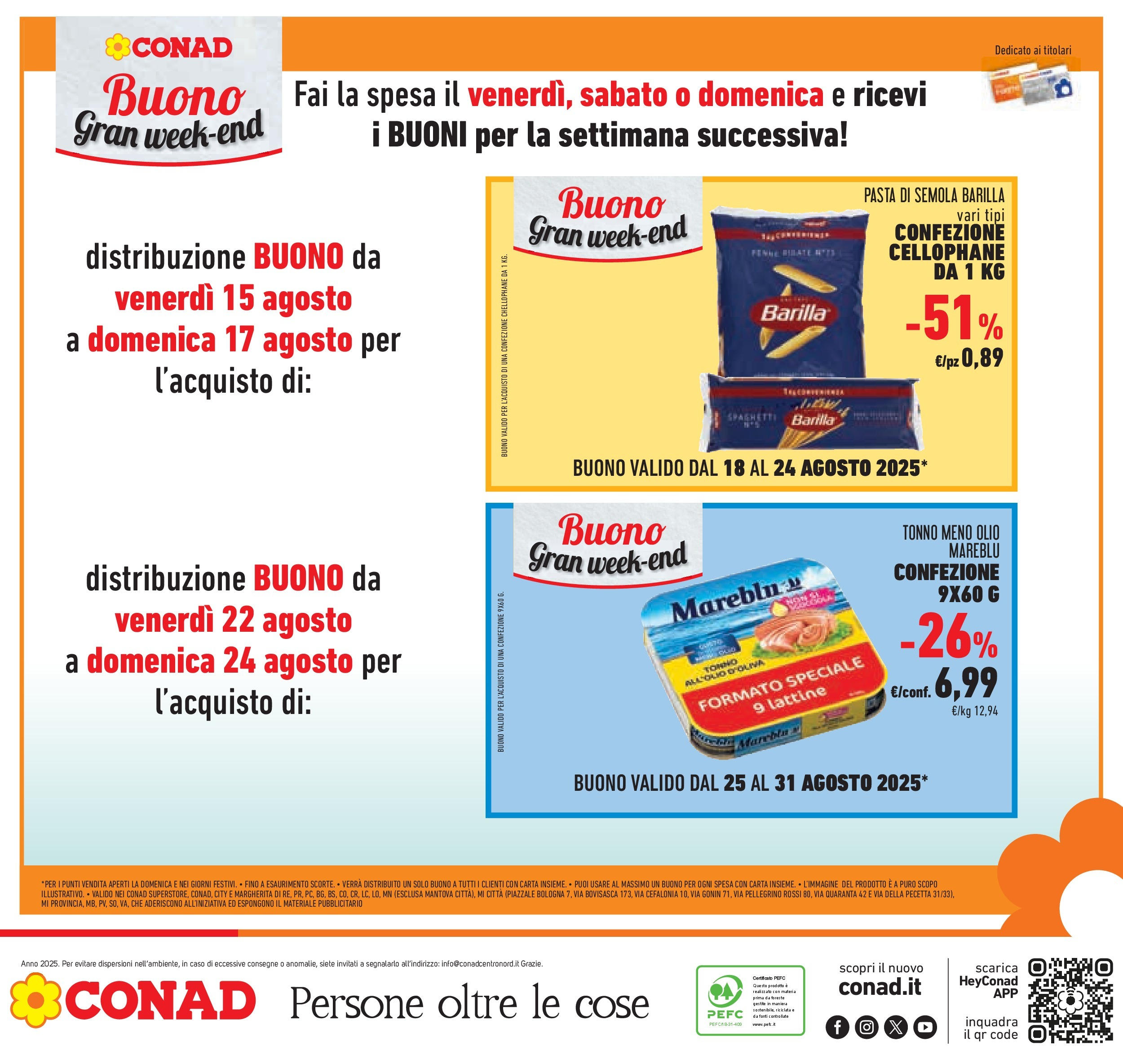 Volantino Conad dal 12/08/2025 > Anteprima - Agosto | Pagina: 40 | Prodotti: Olio, Pasta, Tonno