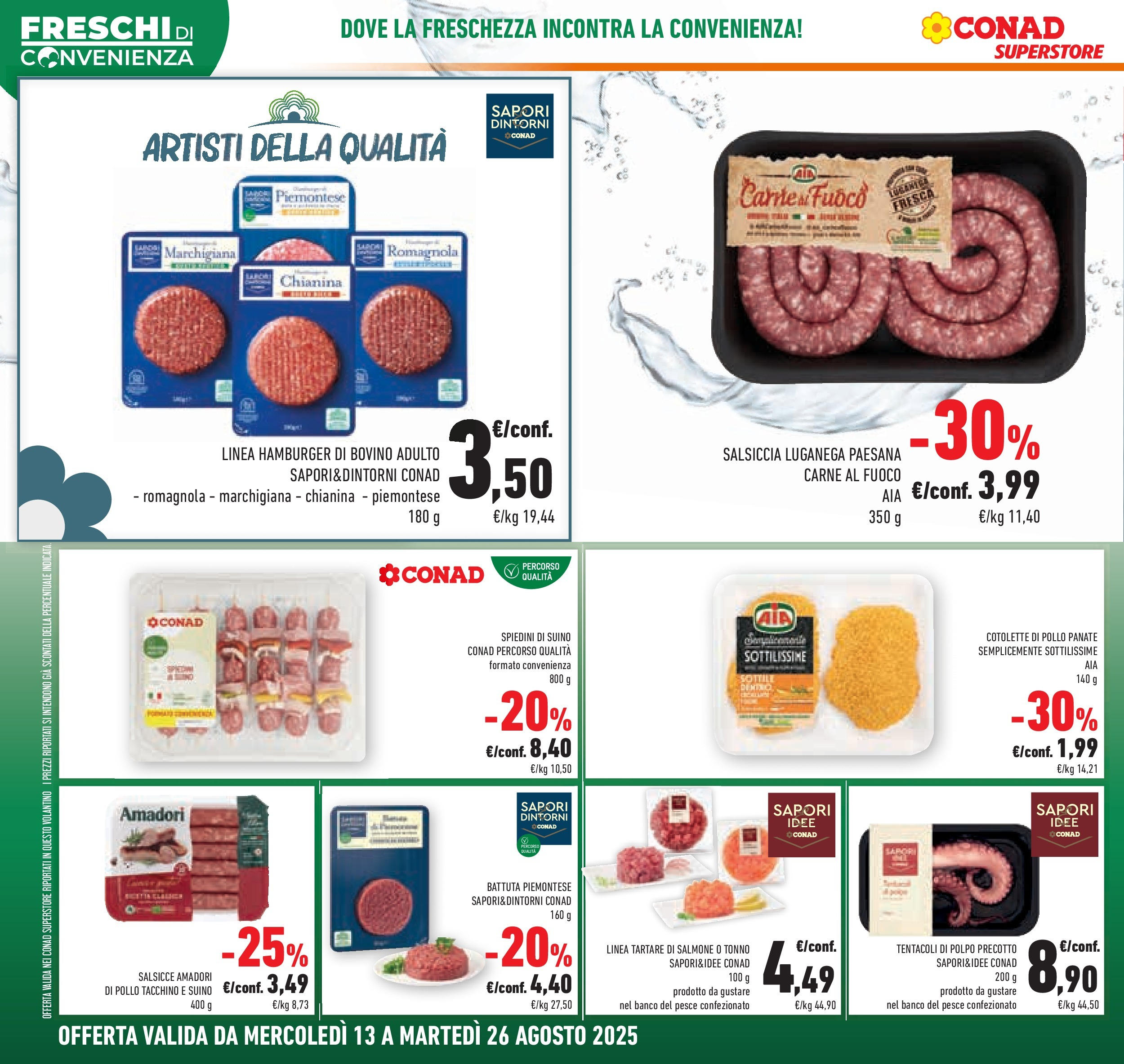 Volantino Conad dal 12/08/2025 > Anteprima - Agosto | Pagina: 4 | Prodotti: Bovino, Salmone, Tonno, Hamburger