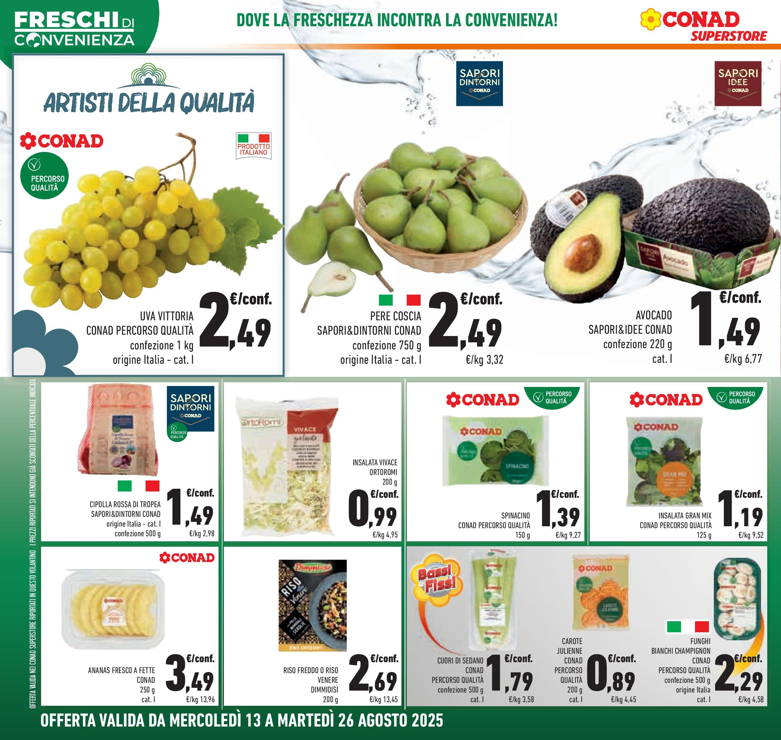 Volantino Conad dal 12/08/2025 > Anteprima - Agosto | Pagina: 8 | Prodotti: Insalata, Carote, Sedano, Uva