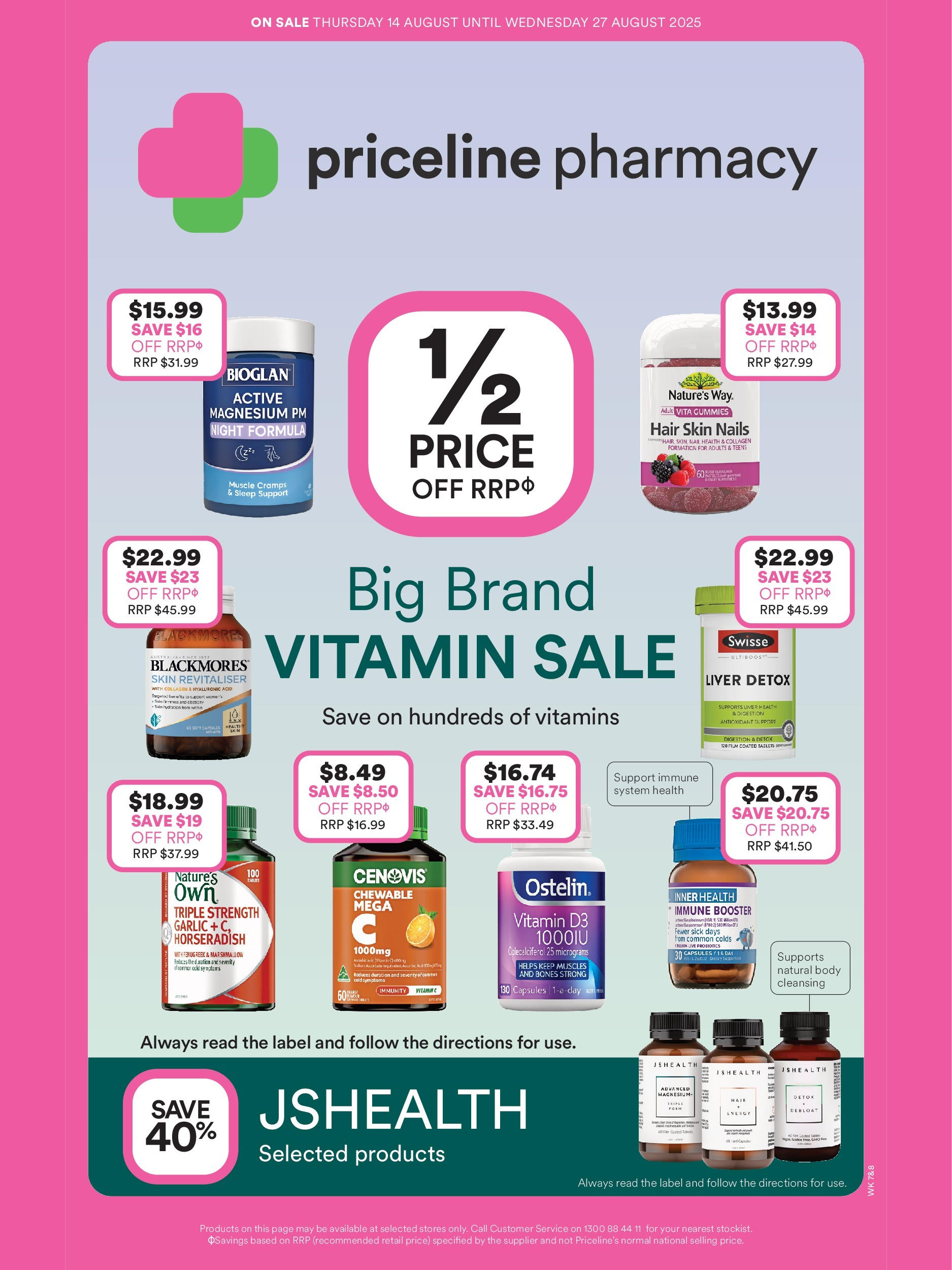 Priceline Pharmacy - Big Brand Vitamin Sale - 13/08/2025 > weekly / monthly specials | Page: 1 | Products: Garlic, Collagen, Vitamin