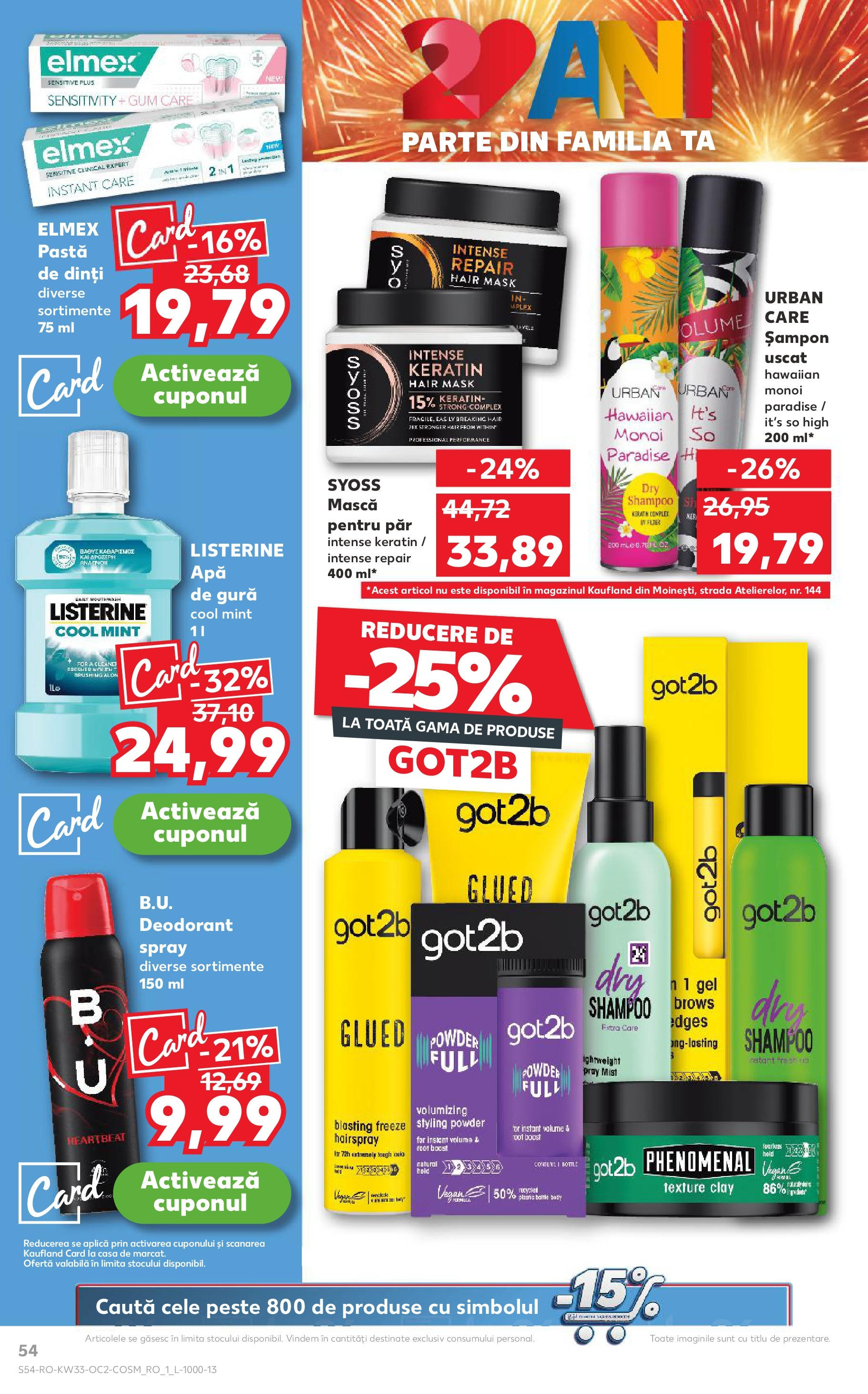 Catalog Kaufland - Deva 13.08.2025 - Revista si Oferta | Pagină: 54 | Produse: Șampon, Deodorant, Apă, Șampon uscat