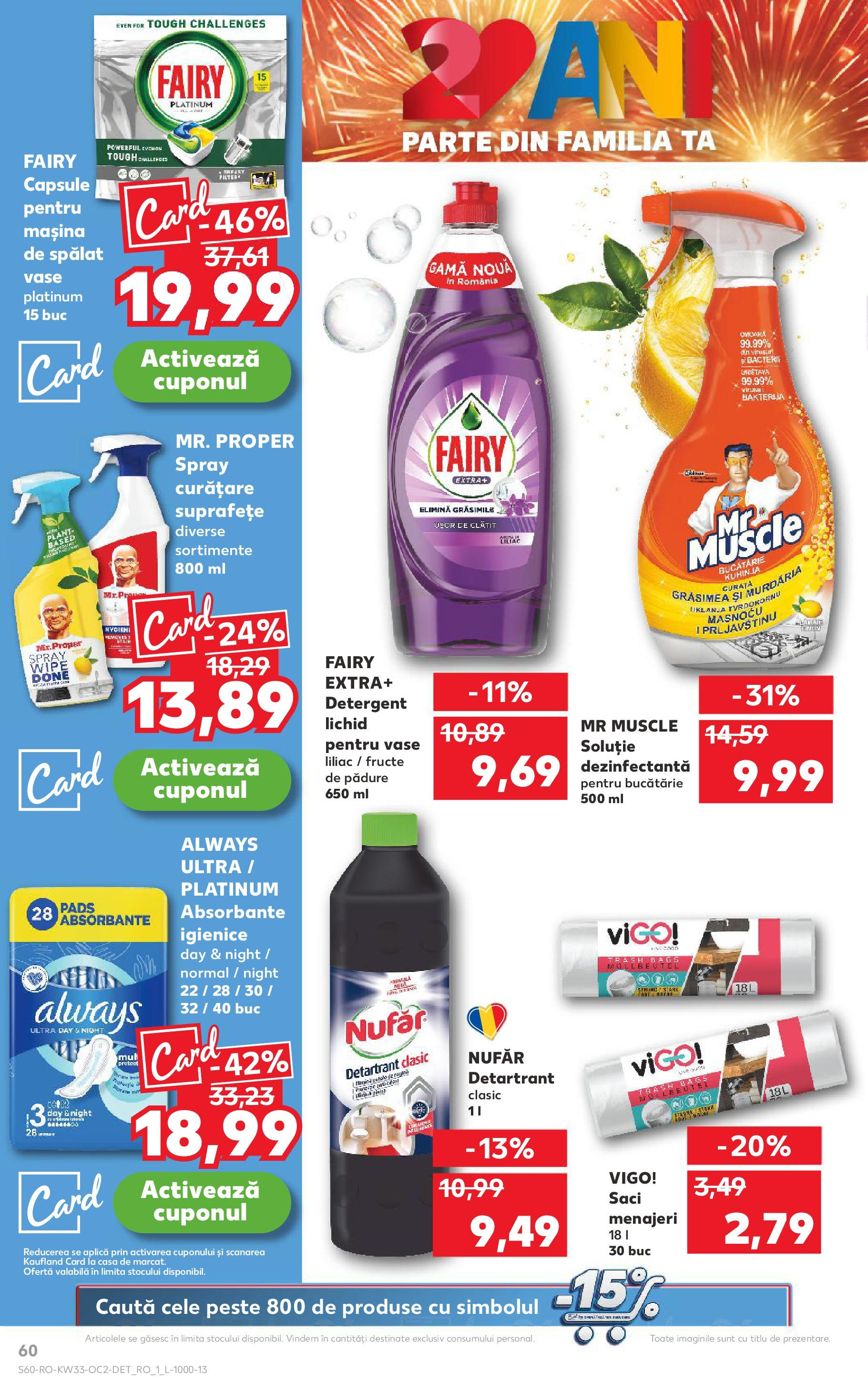 Catalog Kaufland - Deva 13.08.2025 - Revista si Oferta | Pagină: 60 | Produse: Bucătărie, Detergent, Absorbante, Fructe