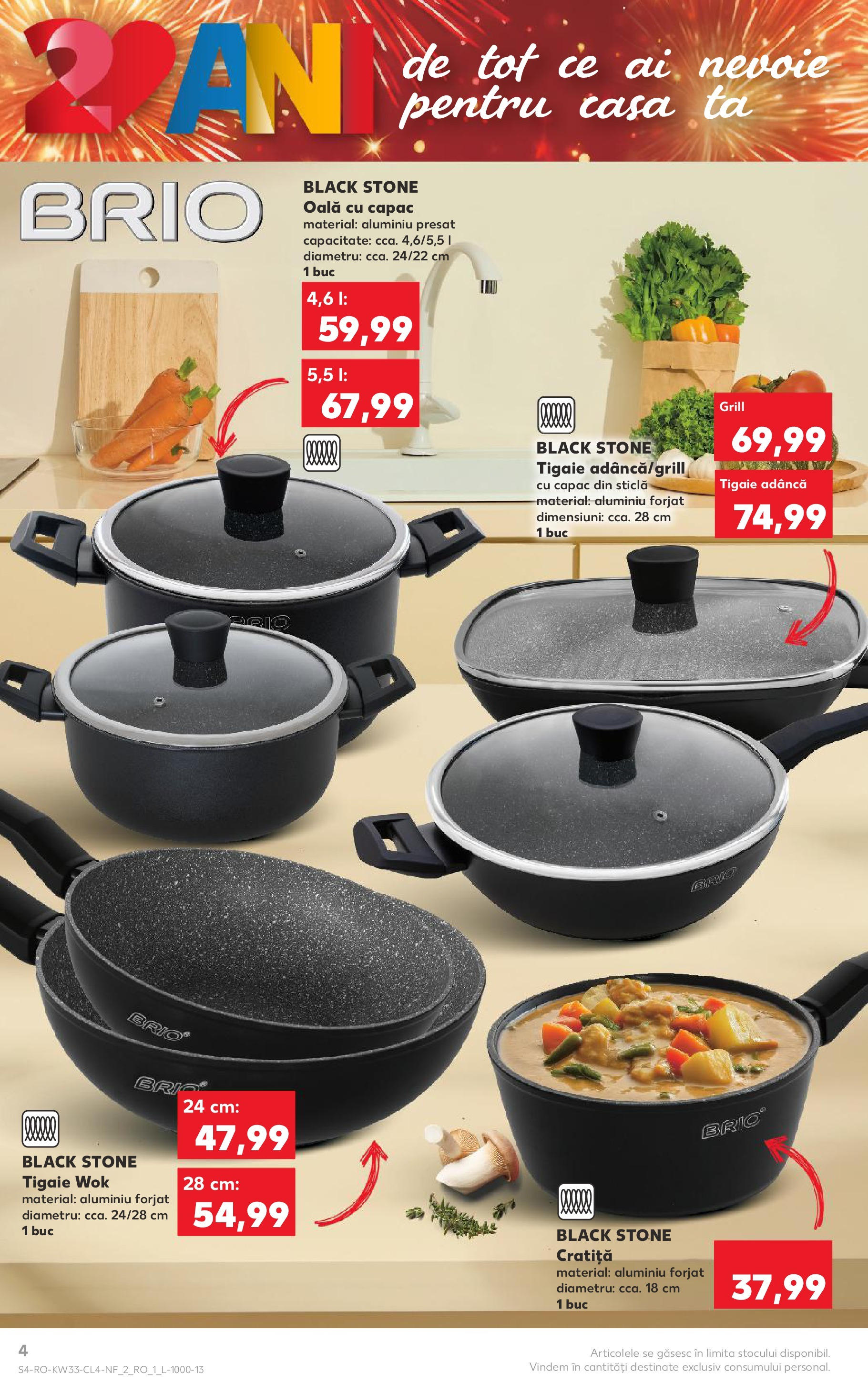 Catalog Kaufland - Tulcea 13.08.2025 - Revista si Oferta | Pagină: 4 | Produse: Tigaie, Cratiță, Grill, Oală