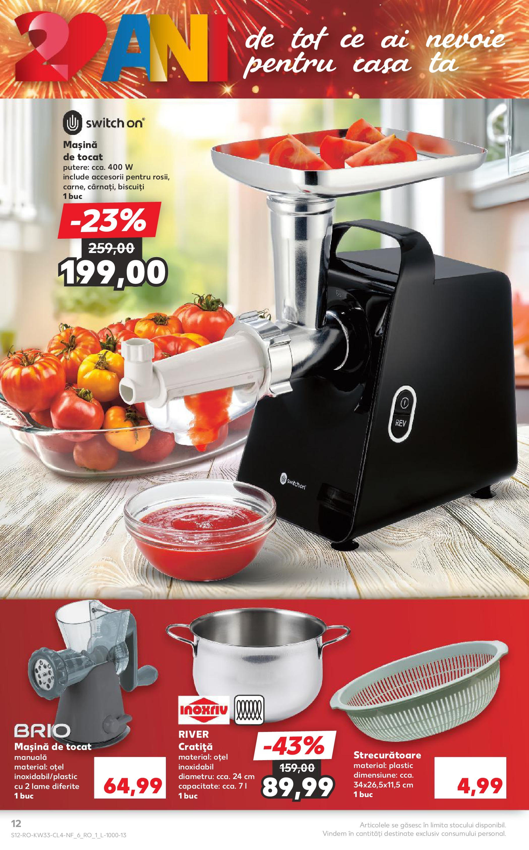 Catalog Kaufland - Tulcea 13.08.2025 - Revista si Oferta | Pagină: 12 | Produse: Mașină de tocat, Cratiță, Biscuiți