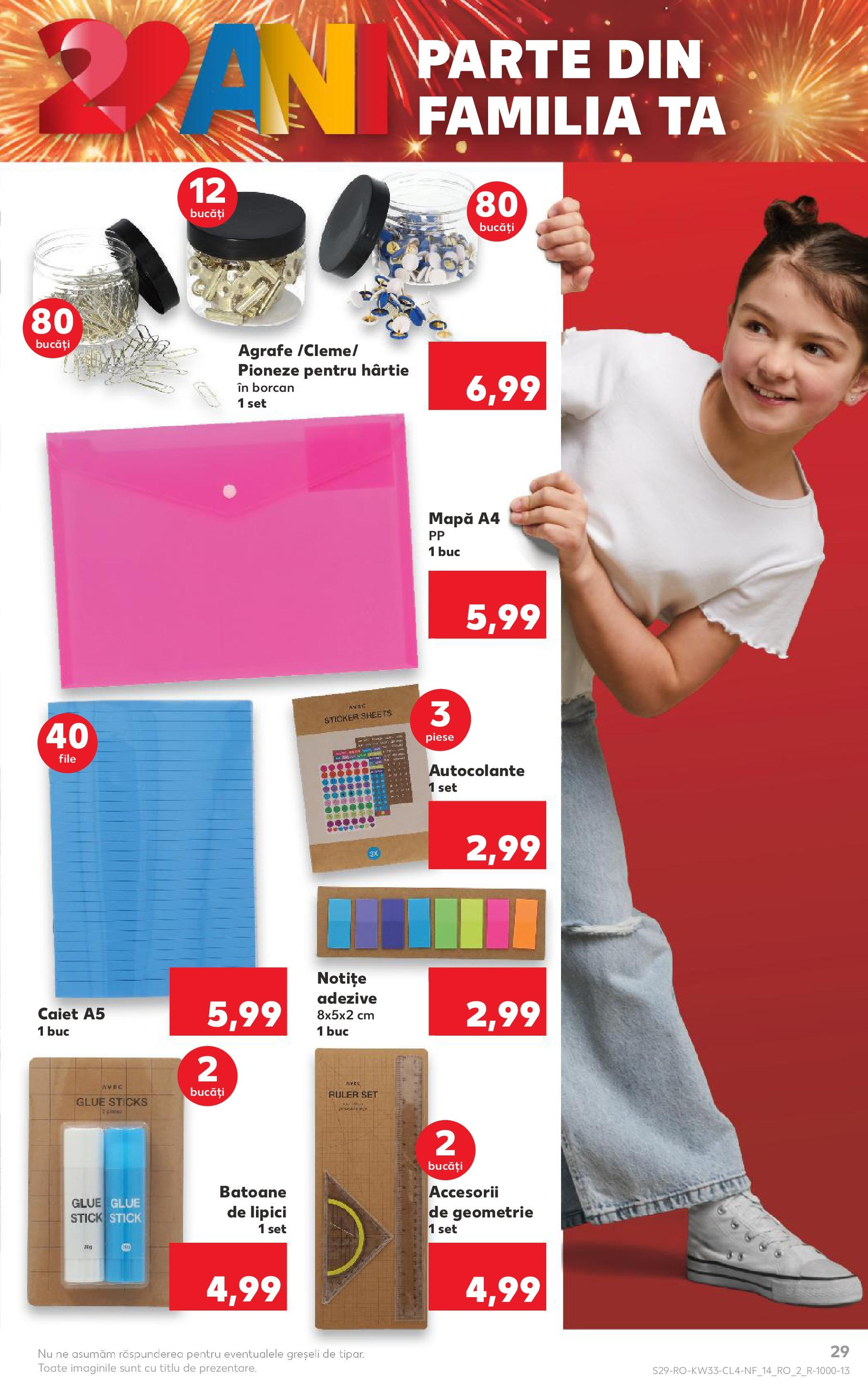Catalog Kaufland - Tulcea 13.08.2025 - Revista si Oferta | Pagină: 29 | Produse: Notebook, Agrafe, Borcan