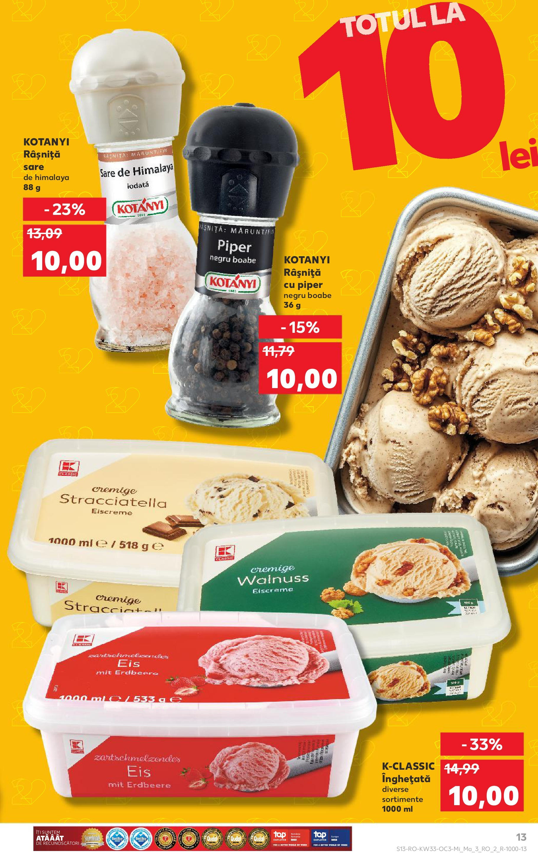 Catalog Kaufland - București 13.08.2025 - Revista si Oferta | Pagină: 13 | Produse: Înghețată, Sare, Piper
