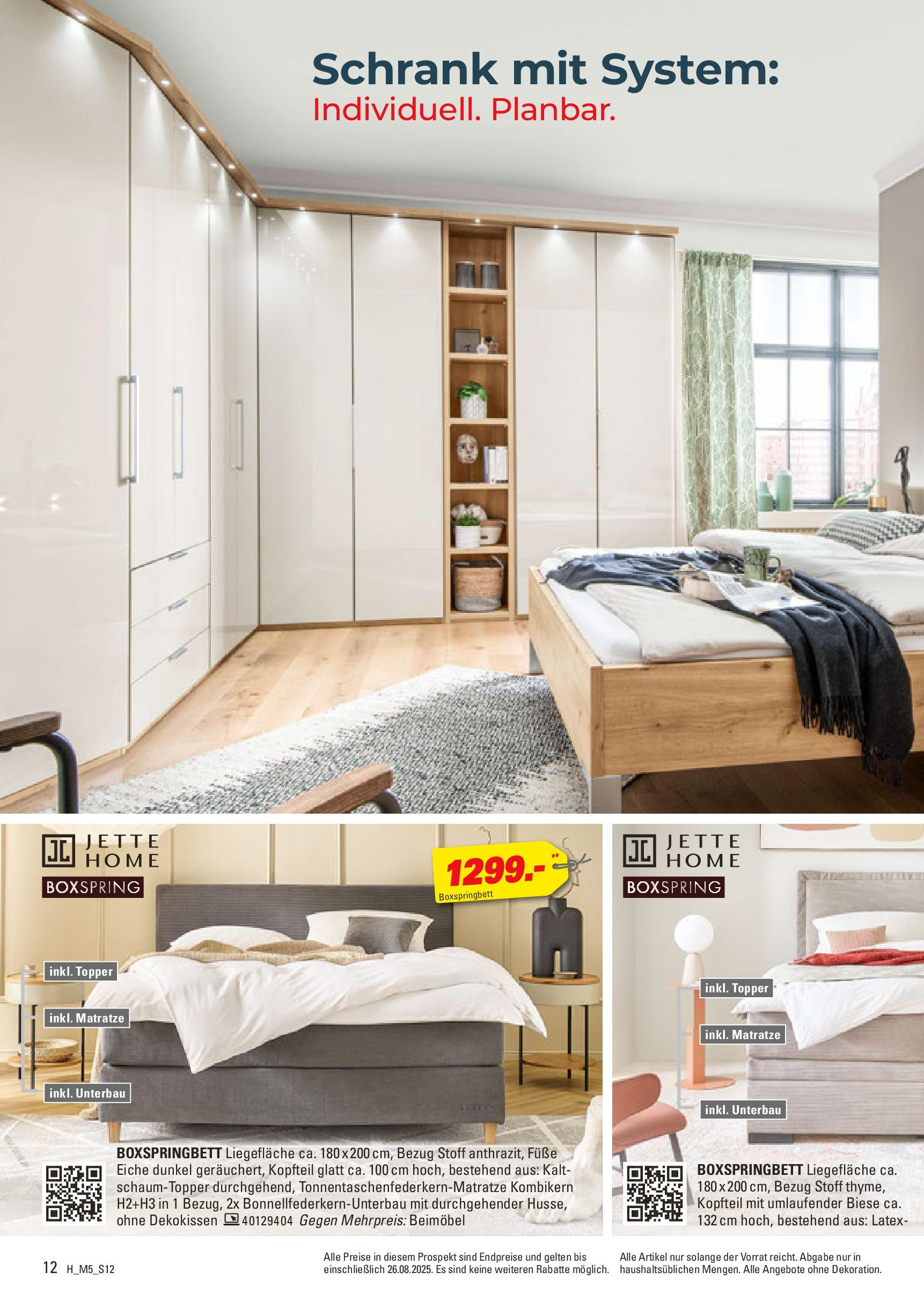 Höffner Prospekt München-Freiham (ab 12.08.2025) zum Blättern | Seite: 12 | Produkte: Matratze, Boxspringbett, Topper, Schrank Höffner Prospekt München-Freiham (ab 12.08.2025) zum Blättern | Seite: 12 | Produkte: Matratze, Boxspringbett, Topper, Schrank