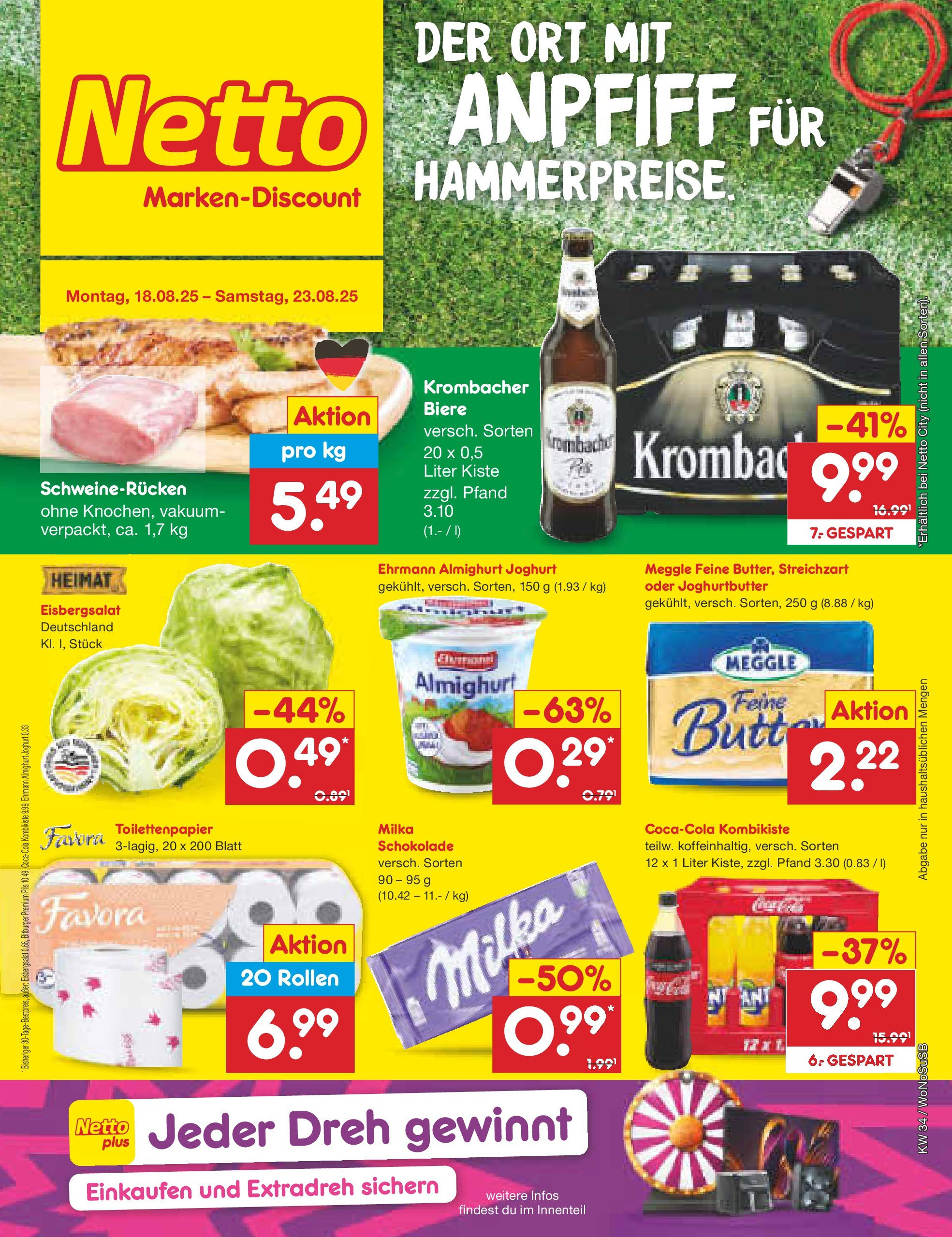 Netto Marken-Discount prospekt Frankfurt am Main	 (ab 18.08.2025) » Angebote | Seite: 1 | Produkte: Bitburger, Joghurt, Krombacher, Schweinerucken