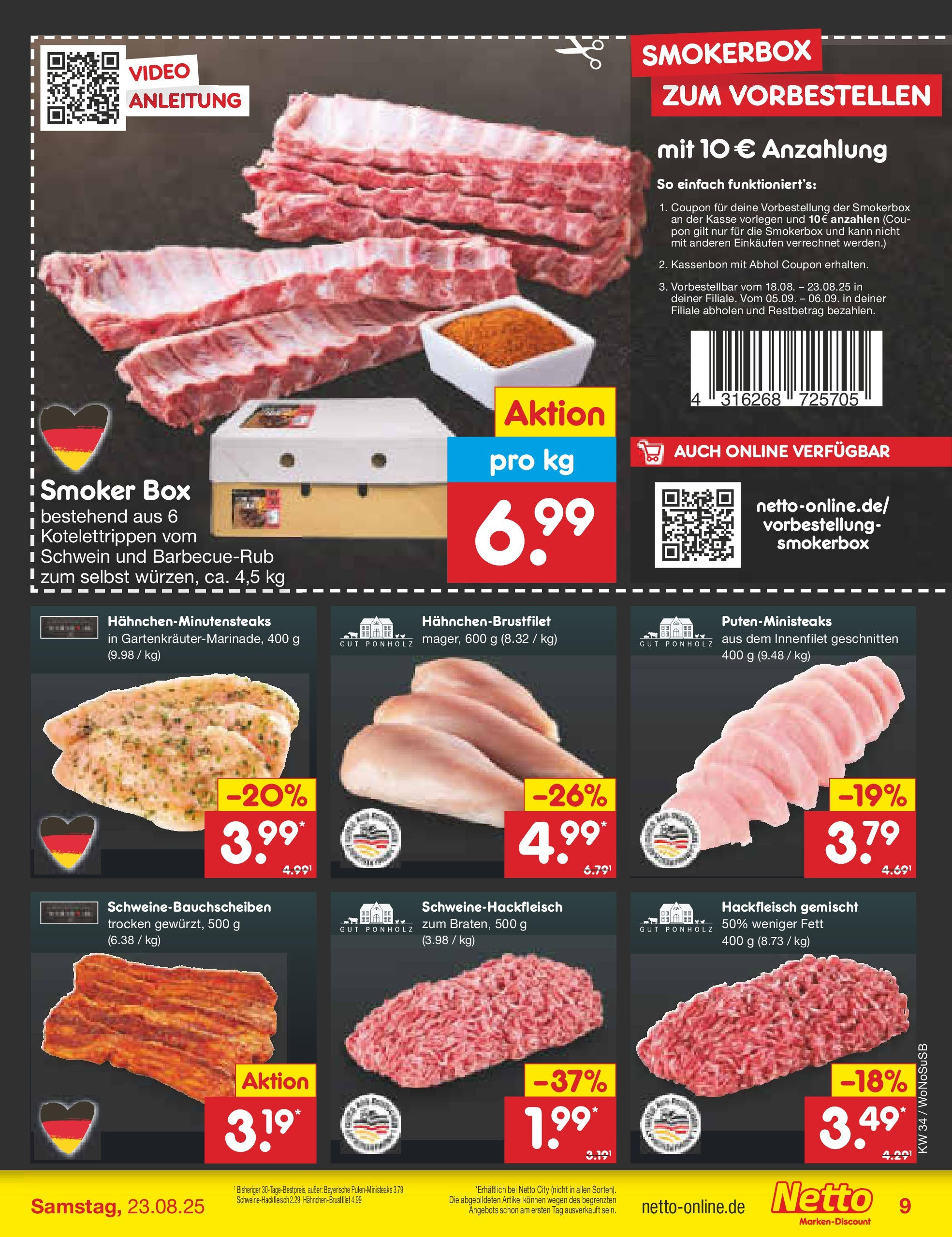 Netto Marken-Discount prospekt Frankfurt am Main	 (ab 18.08.2025) » Angebote | Seite: 9 | Produkte: Box, Video, Hackfleisch