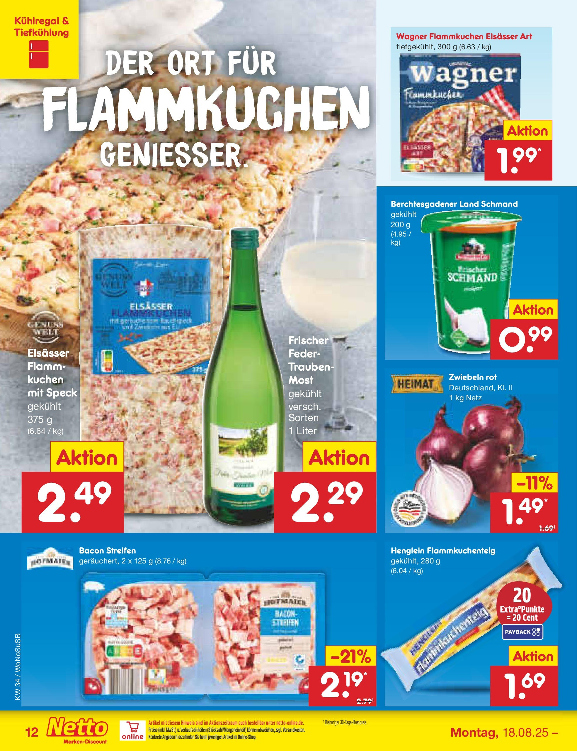 Netto Marken-Discount prospekt Frankfurt am Main	 (ab 18.08.2025) » Angebote | Seite: 12 | Produkte: Trauben, Zwiebeln, Kuchen