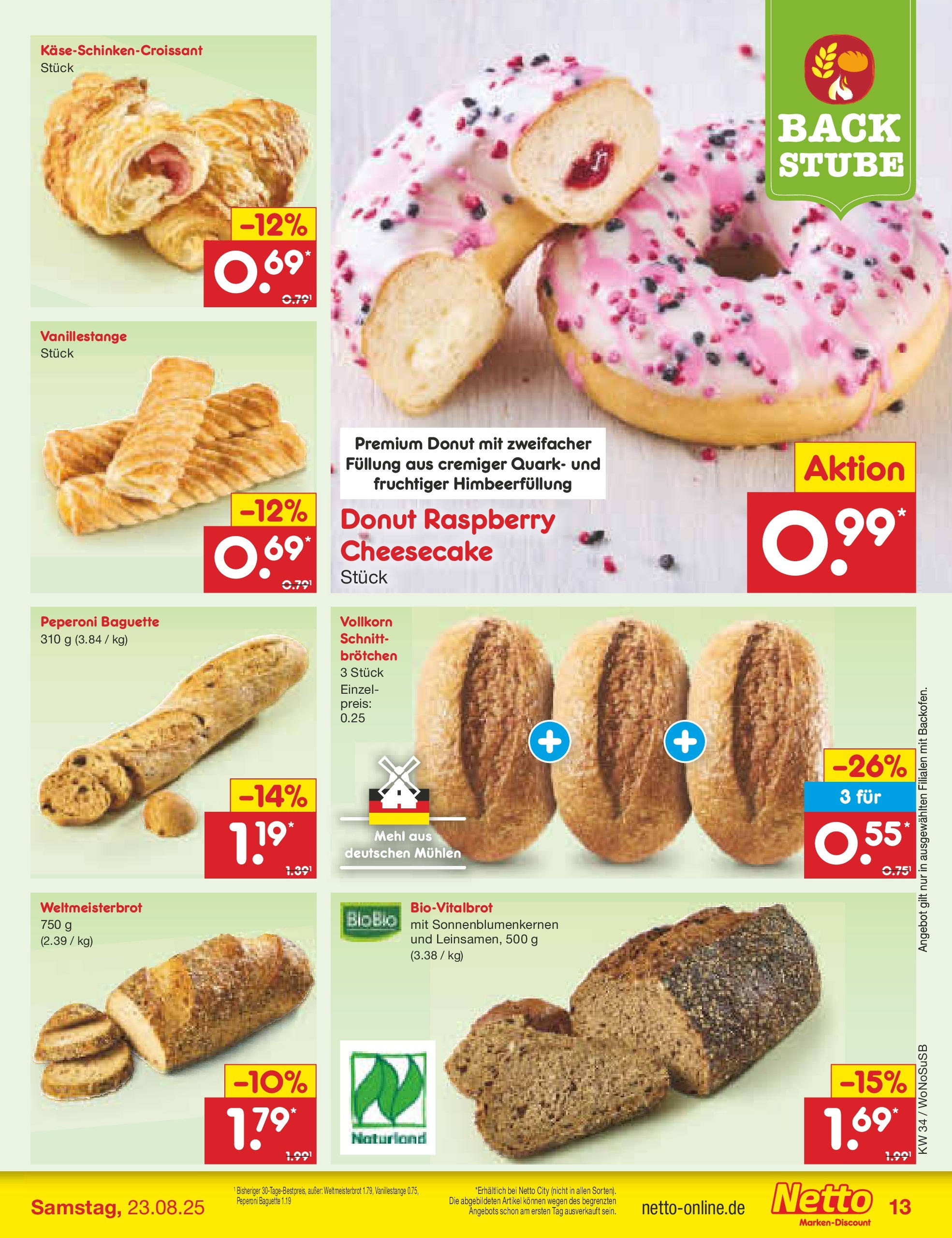 Netto Marken-Discount prospekt Frankfurt am Main	 (ab 18.08.2025) » Angebote | Seite: 13 | Produkte: Mehl, Quark, Baguette