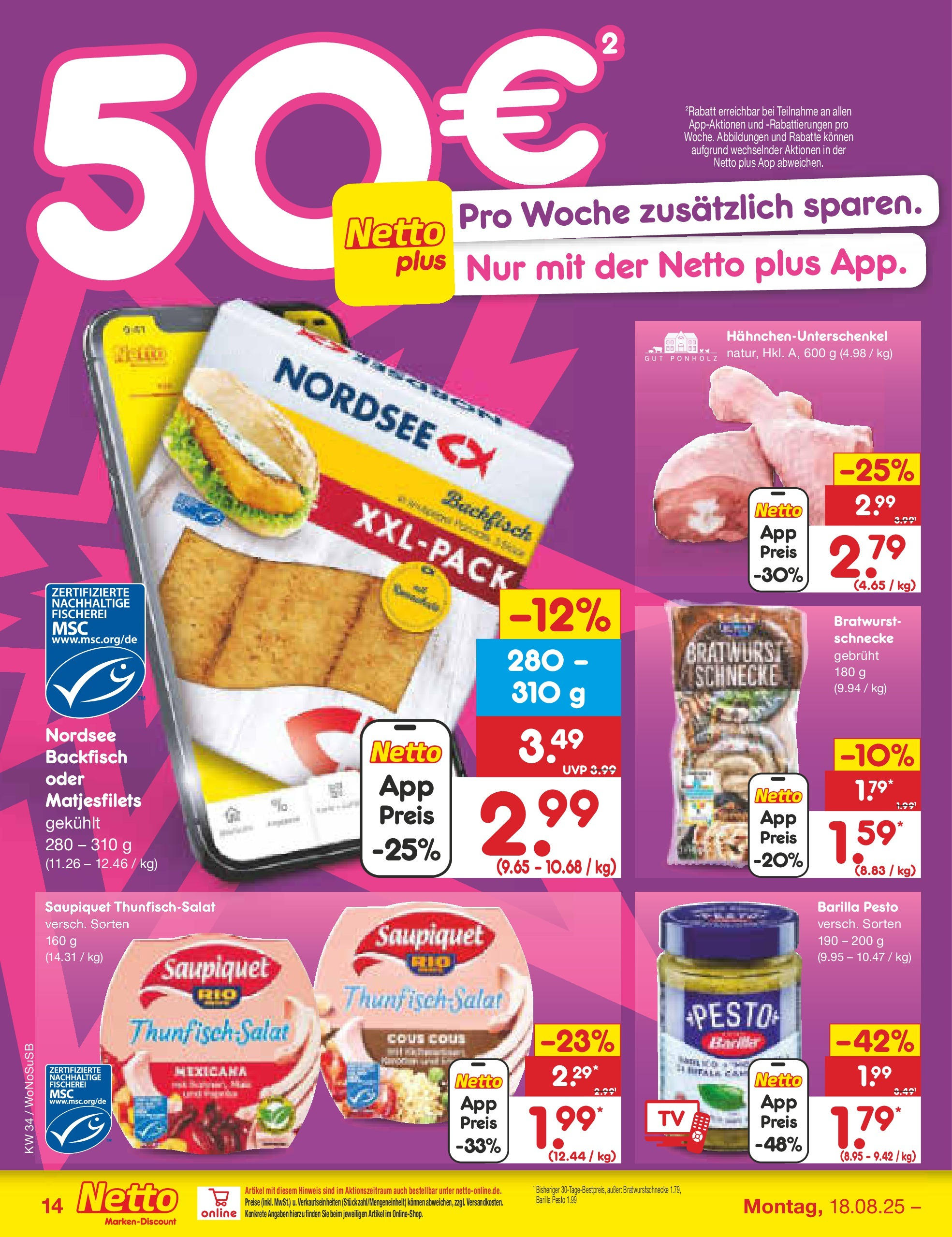 Netto Marken-Discount prospekt Frankfurt am Main	 (ab 18.08.2025) » Angebote | Seite: 16 | Produkte: Barilla, Thunfisch, Barilla pesto, Salat