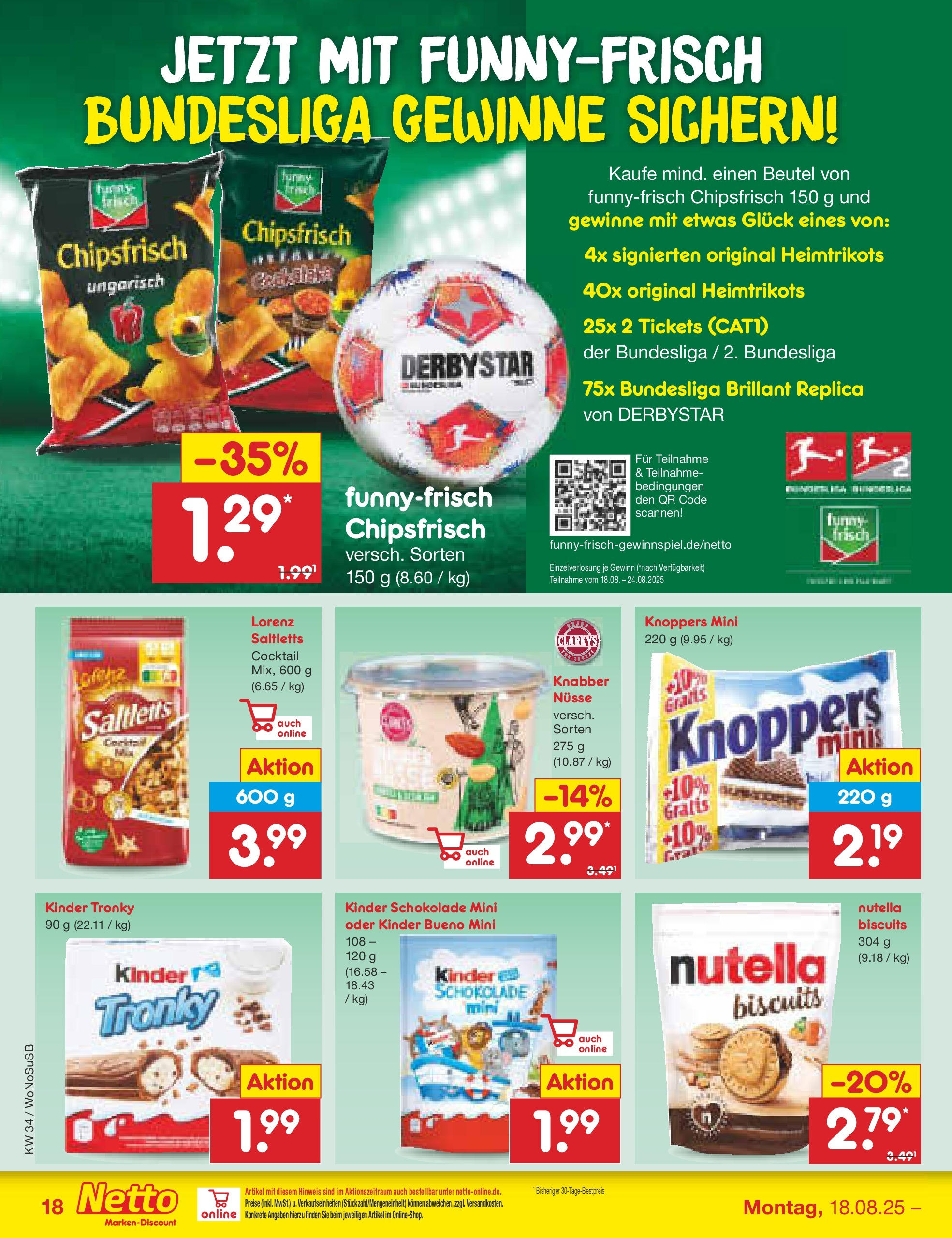 Netto Marken-Discount prospekt Frankfurt am Main	 (ab 18.08.2025) » Angebote | Seite: 22 | Produkte: Kinder schokolade, Schokolade, Nutella, Nüsse
