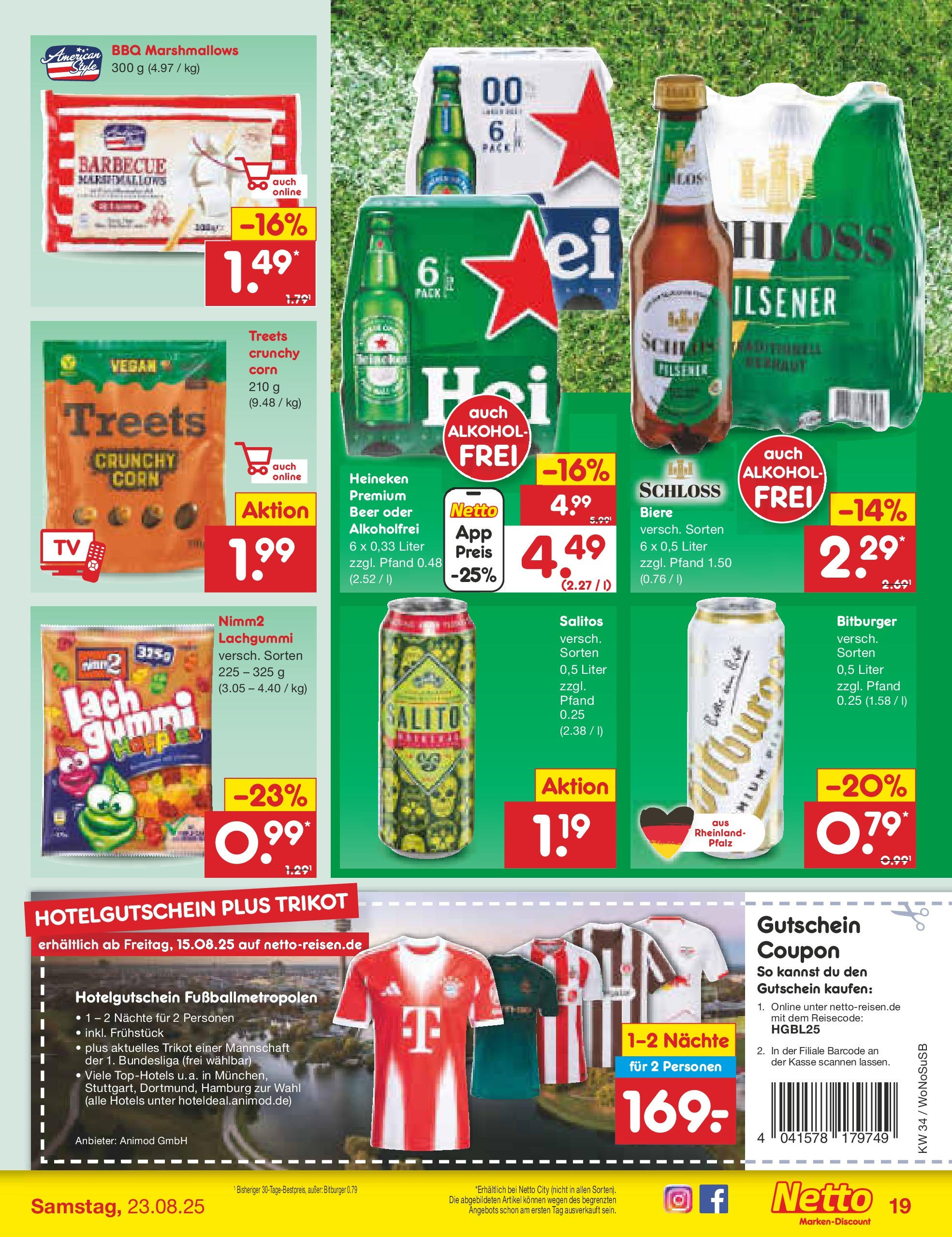 Netto Marken-Discount prospekt Frankfurt am Main	 (ab 18.08.2025) » Angebote | Seite: 23 | Produkte: Bitburger, Heineken