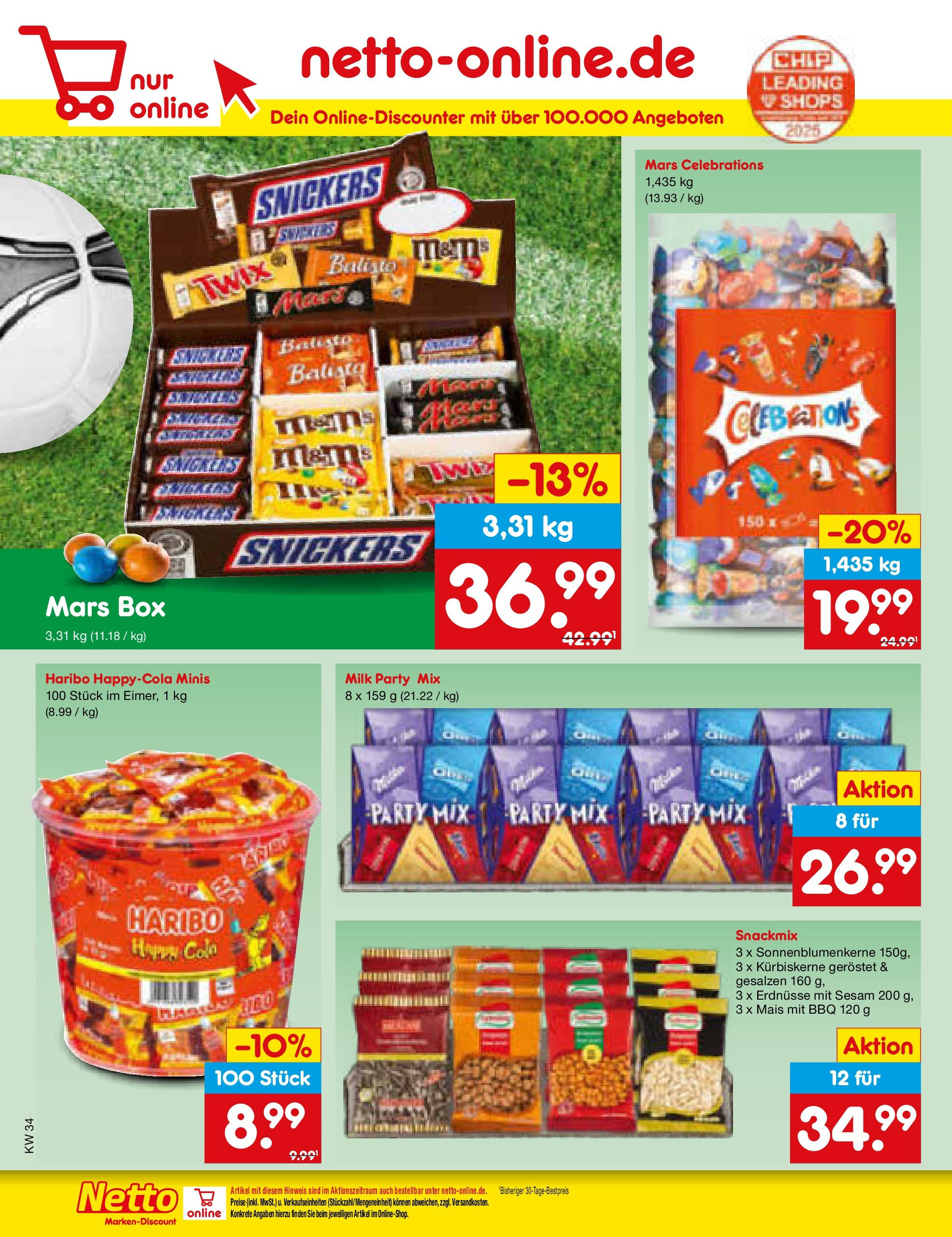 Netto Marken-Discount prospekt Düsseldorf-Rath	 (ab 18.08.2025) » Angebote | Seite: 24 | Produkte: Haribo, Cola, Snickers, Mars