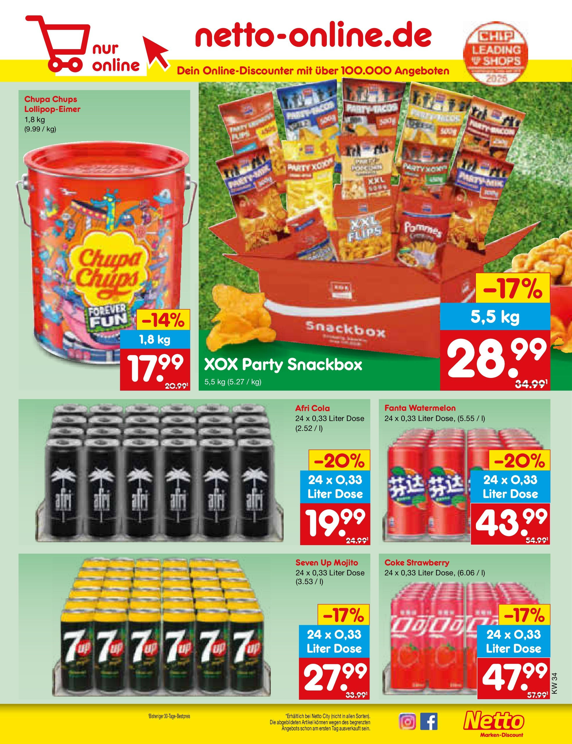 Netto Marken-Discount prospekt Düsseldorf-Rath	 (ab 18.08.2025) » Angebote | Seite: 25 | Produkte: Fanta, Cola, Pommes, Chips