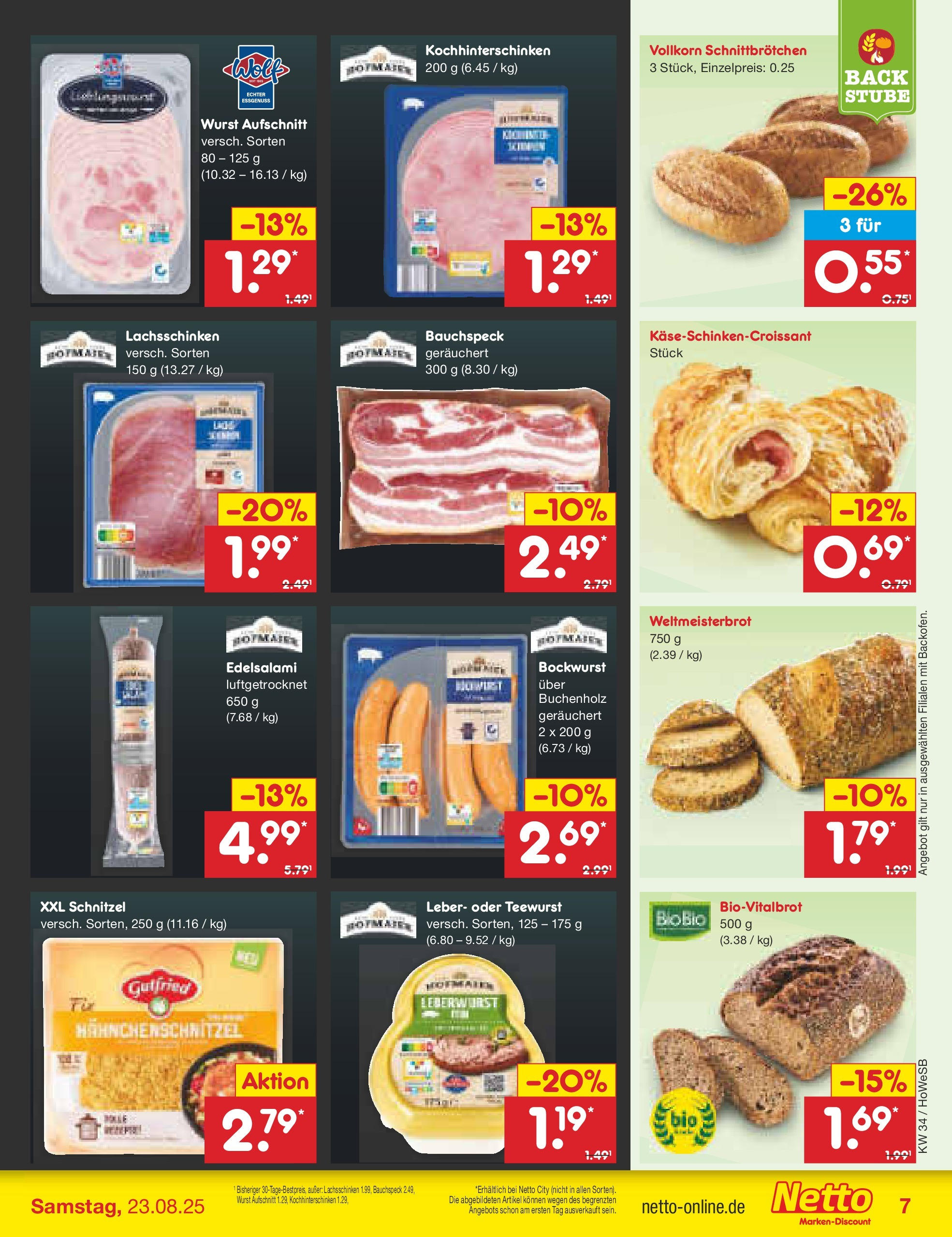 Netto Marken-Discount prospekt Hannover	 (ab 18.08.2025) » Angebote | Seite: 7 | Produkte: Bockwurst, Schnitzel, Wurst