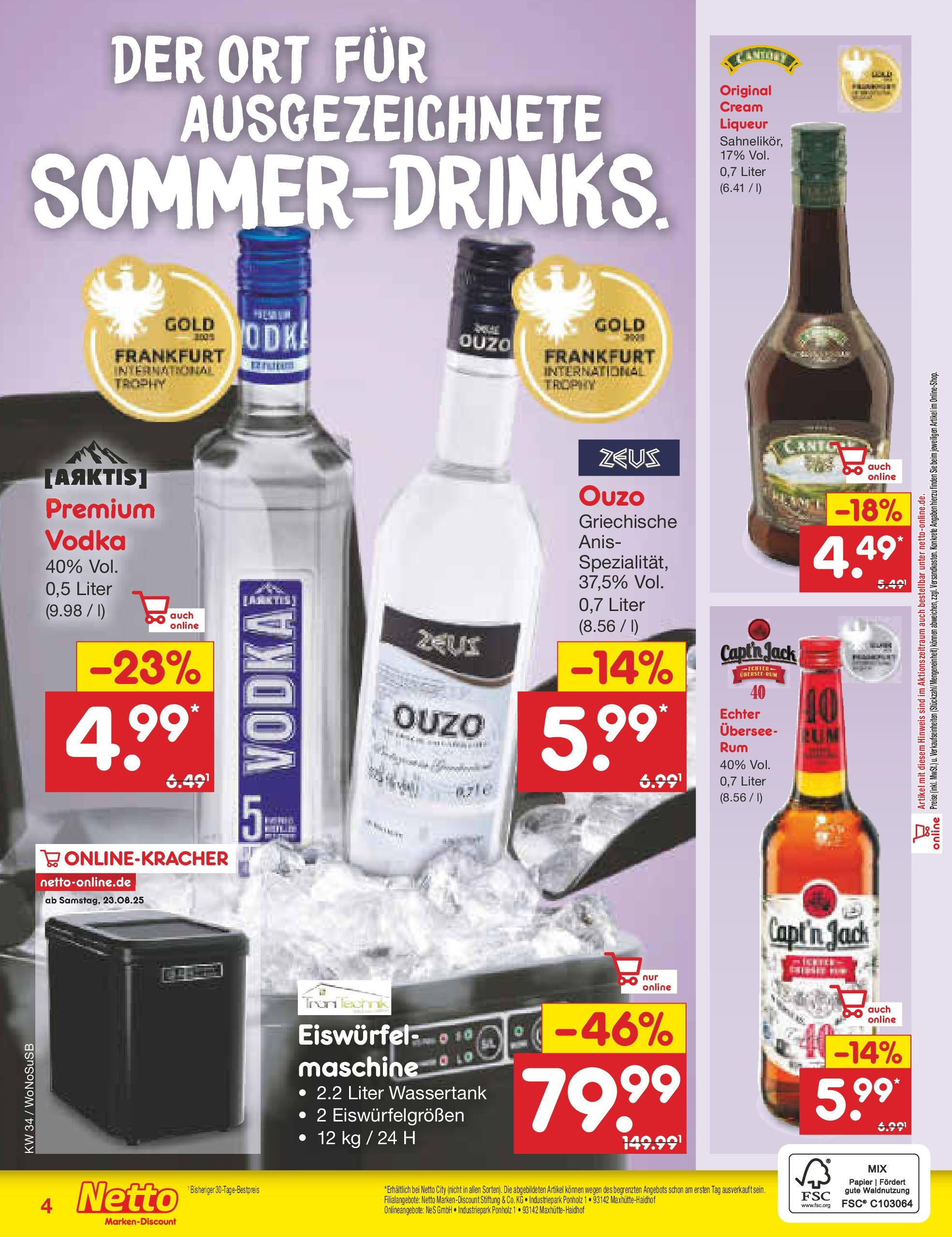 Netto Marken-Discount prospekt Frankfurt am Main	 (ab 18.08.2025) » Angebote | Seite: 33 | Produkte: Ouzo, Vodka