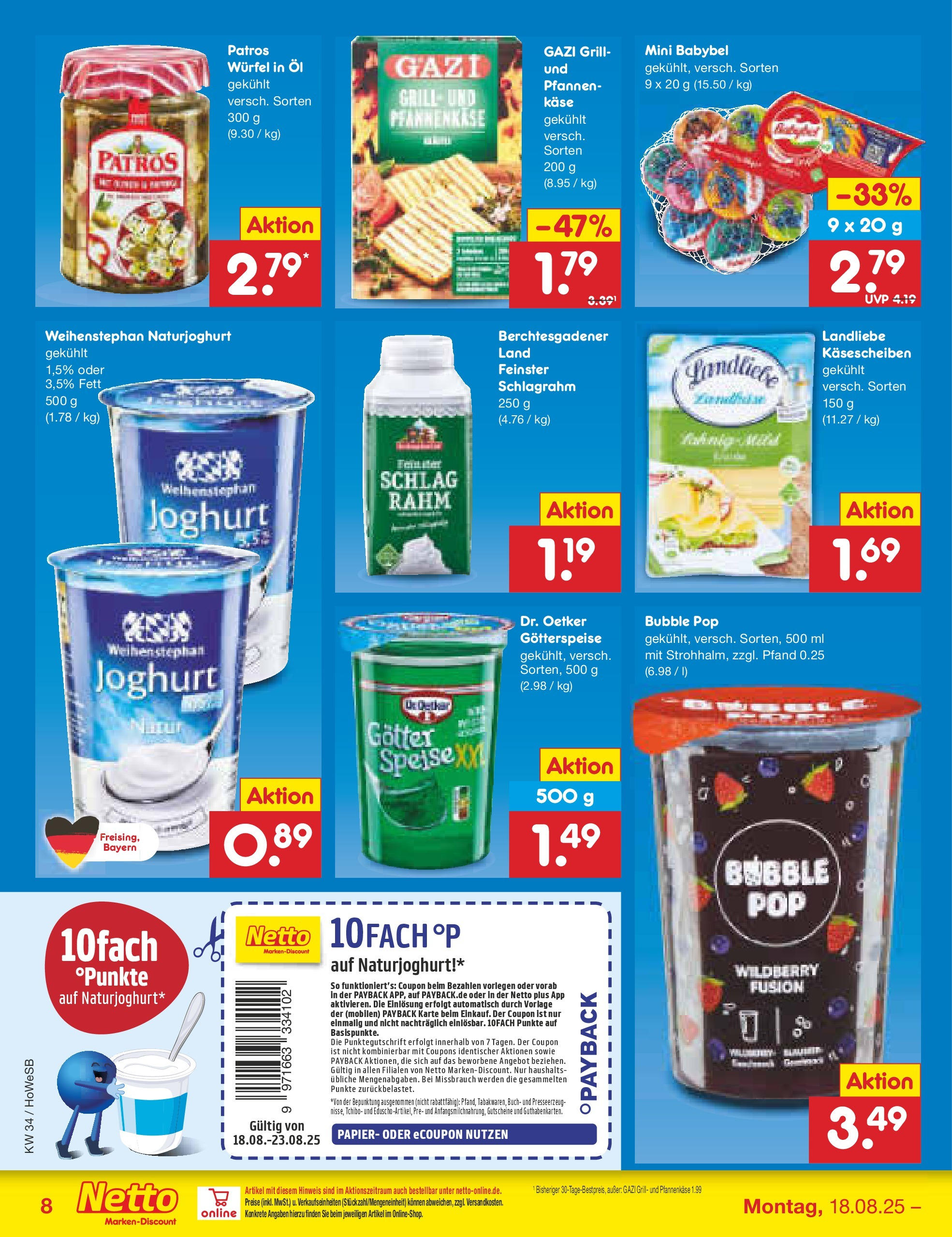 Netto Marken-Discount prospekt Hannover	 (ab 18.08.2025) » Angebote | Seite: 10 | Produkte: Käse, Joghurt, Öl, Babybel