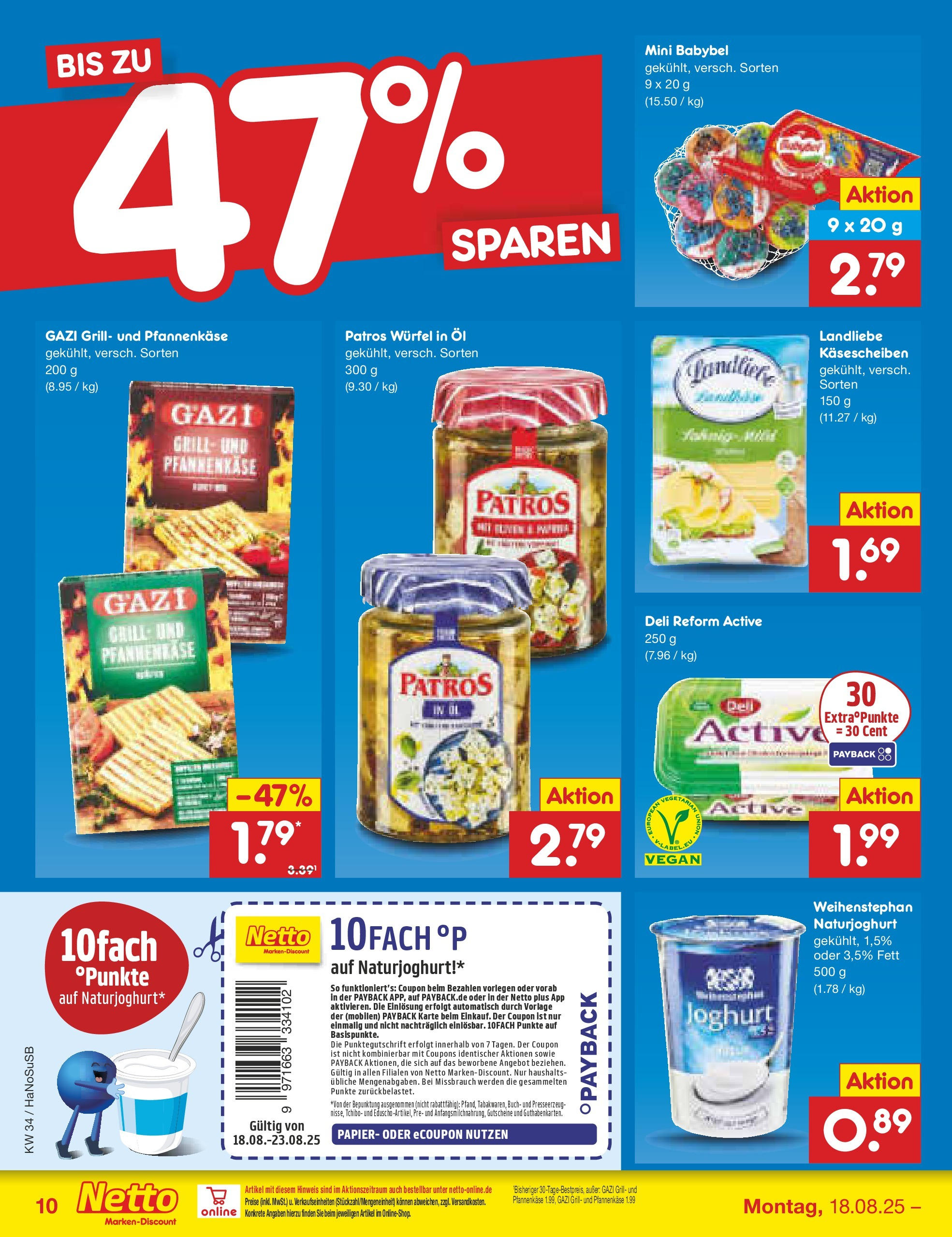 Netto Marken-Discount prospekt Wuppertal	 (ab 18.08.2025) » Angebote | Seite: 10 | Produkte: Grill, Öl, Patros, Babybel