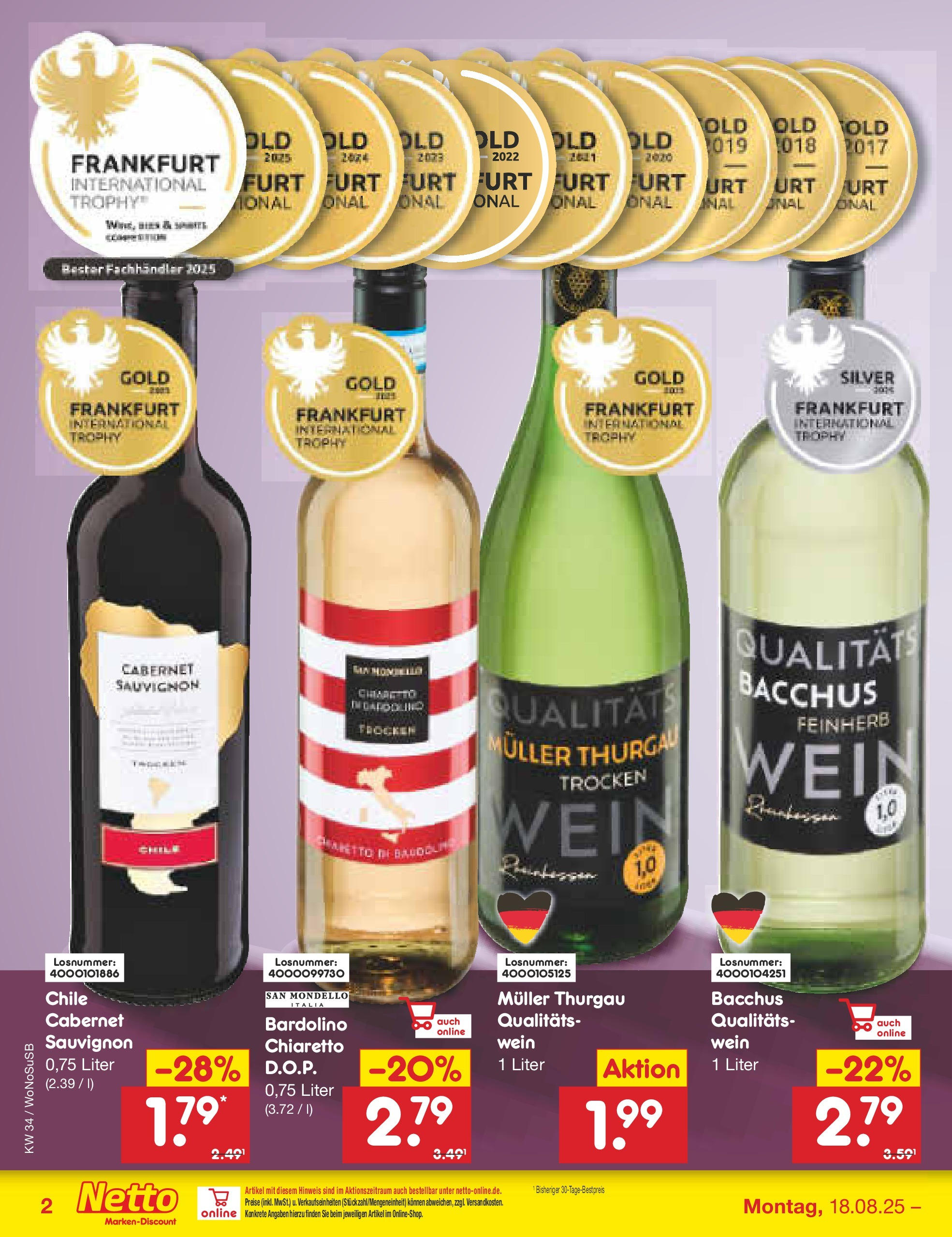 Netto Marken-Discount prospekt Frankfurt am Main	 (ab 18.08.2025) » Angebote | Seite: 34 | Produkte: Wein, Flocken