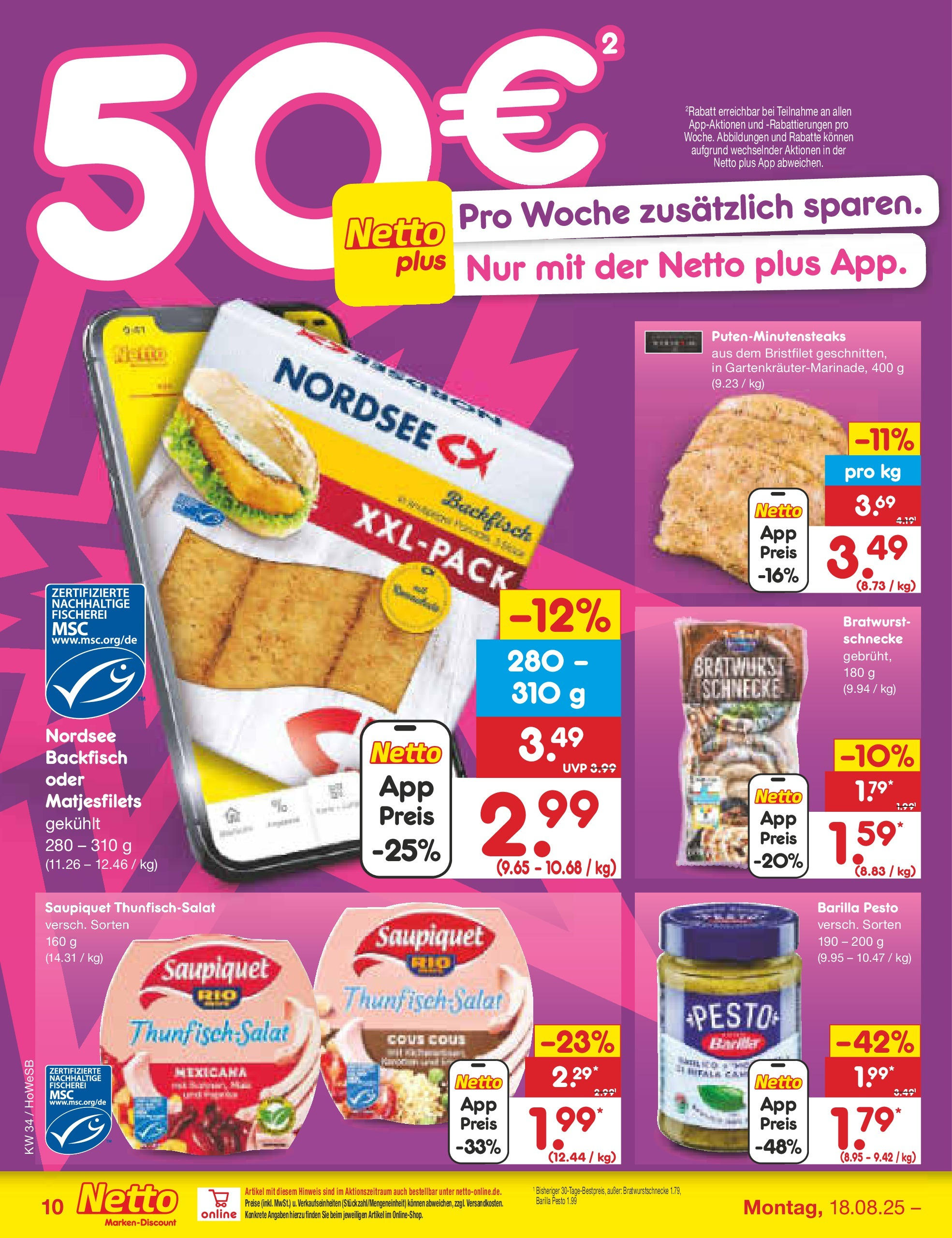 Netto Marken-Discount prospekt Hannover	 (ab 18.08.2025) » Angebote | Seite: 12 | Produkte: Barilla, Thunfisch, Barilla pesto, Salat